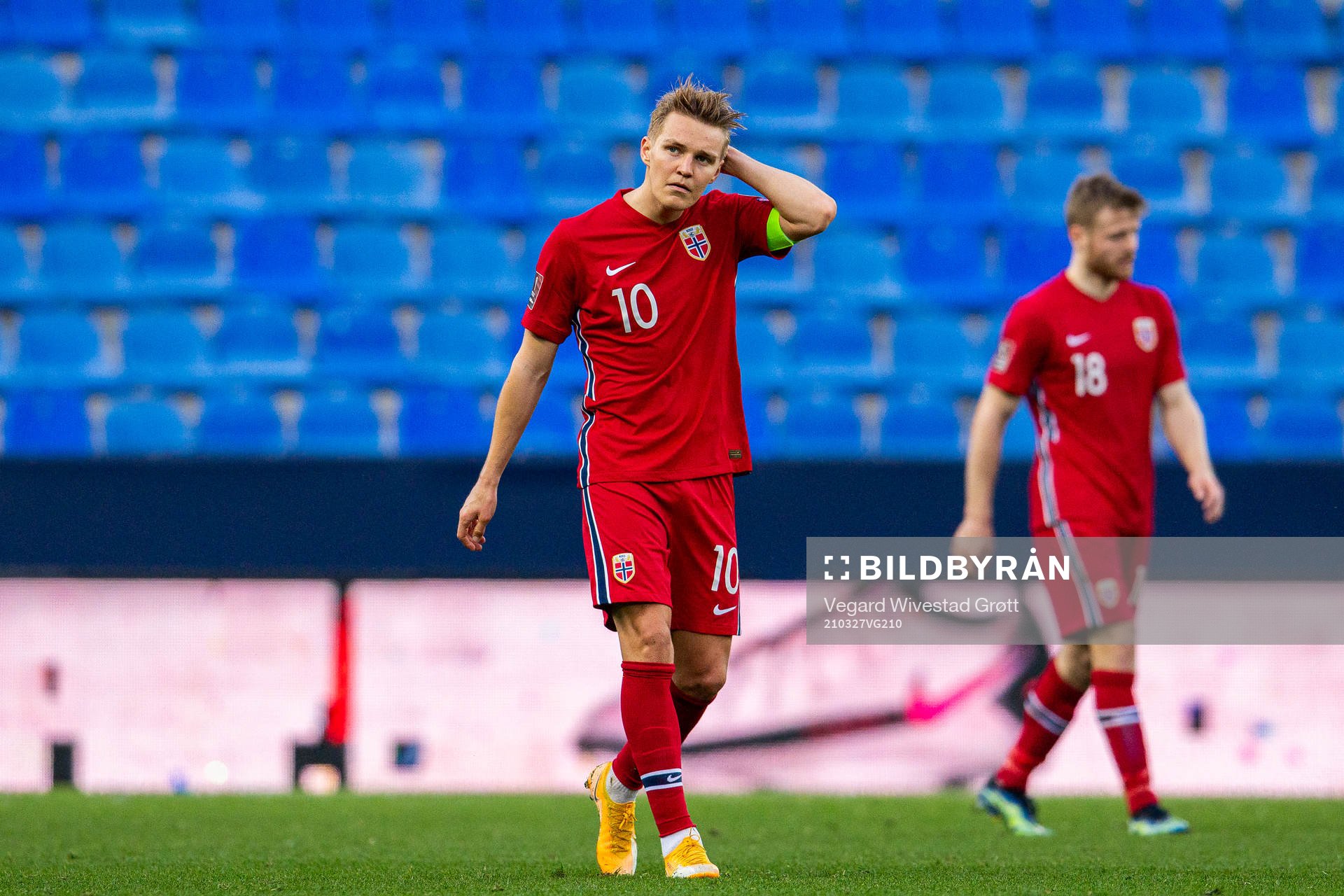 Martin Ødegaard of Norway looks dejected