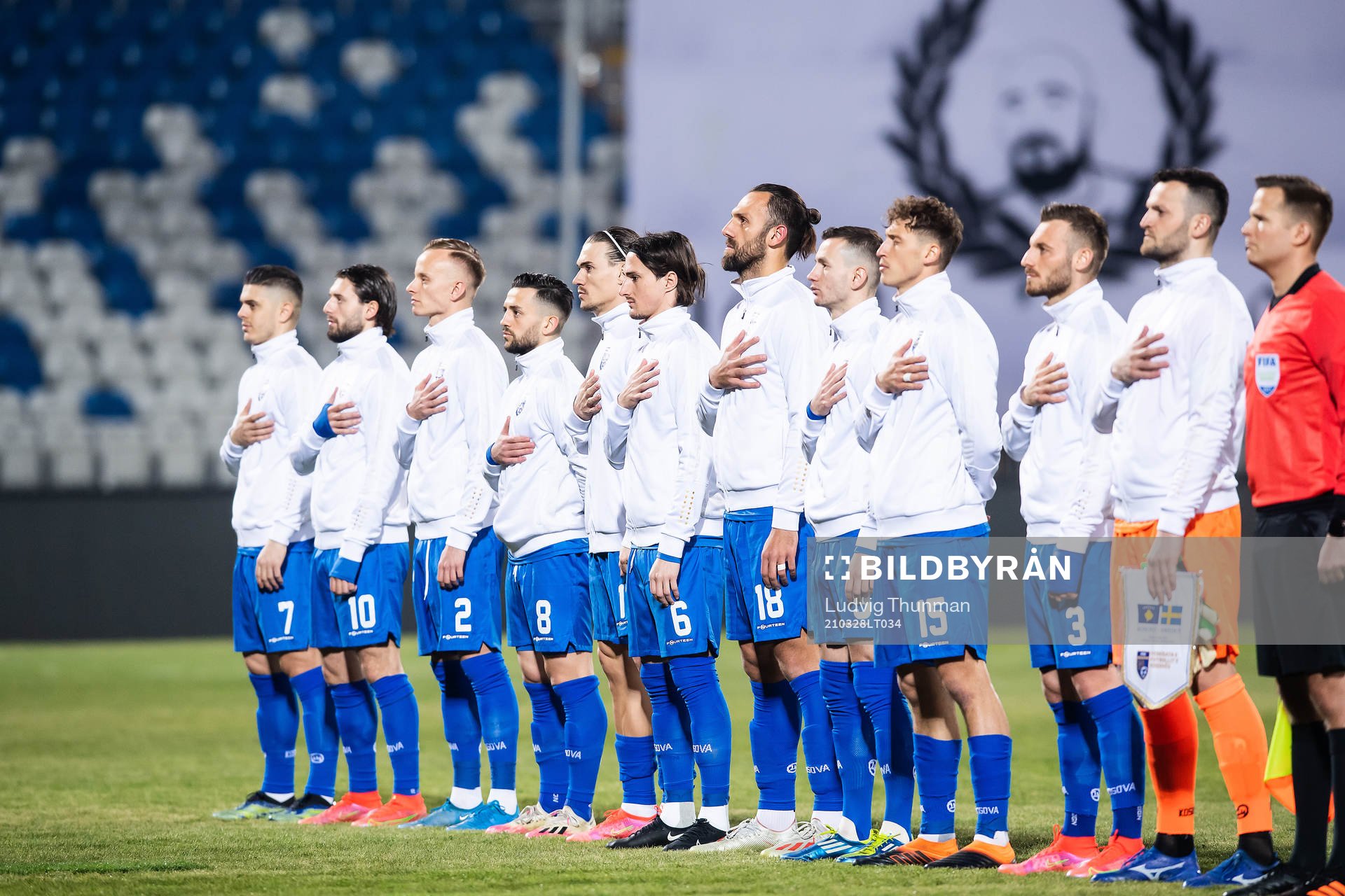 Players of Kosovo line up