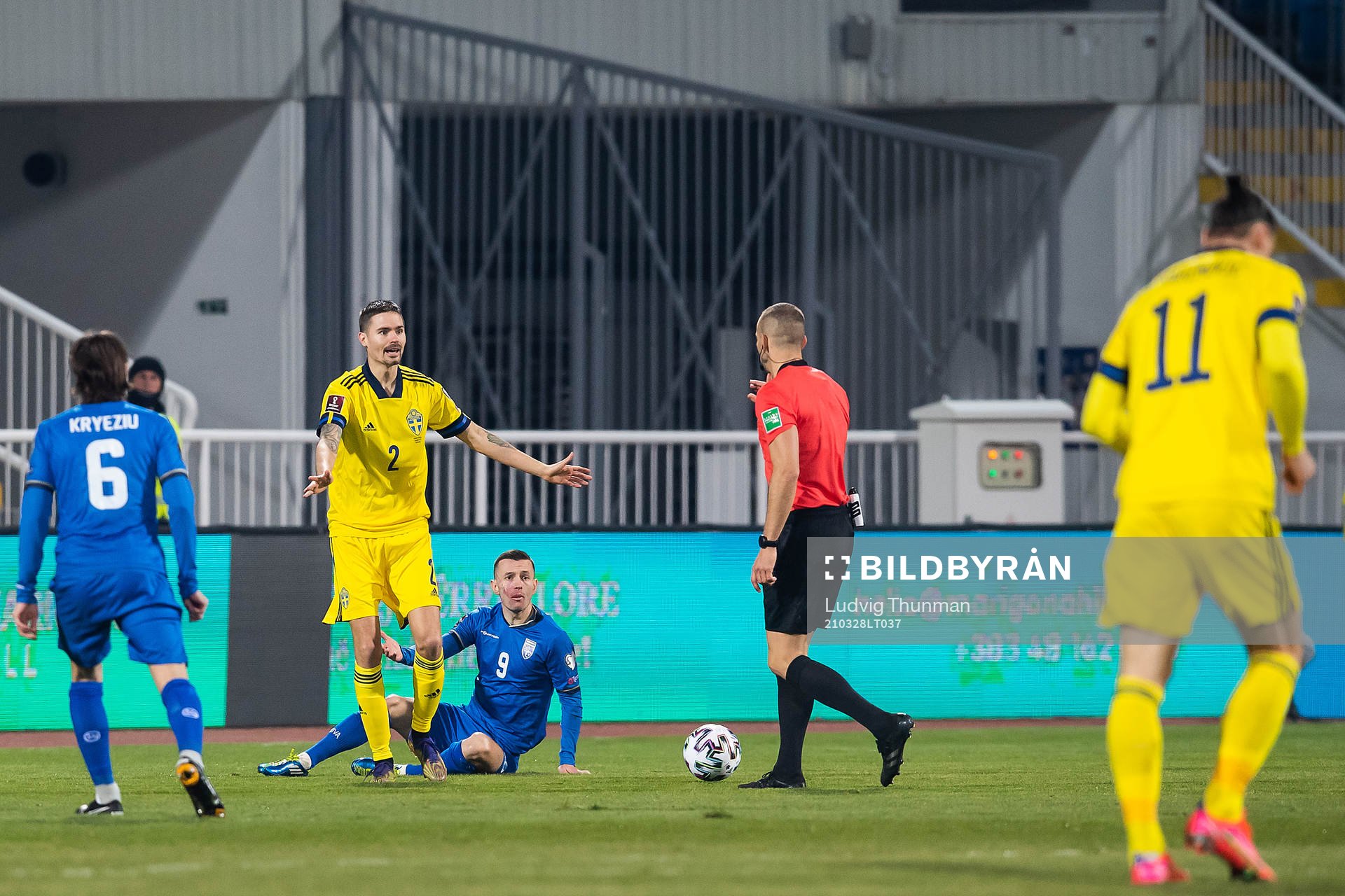 Mikael Lustig of Sweden reacts