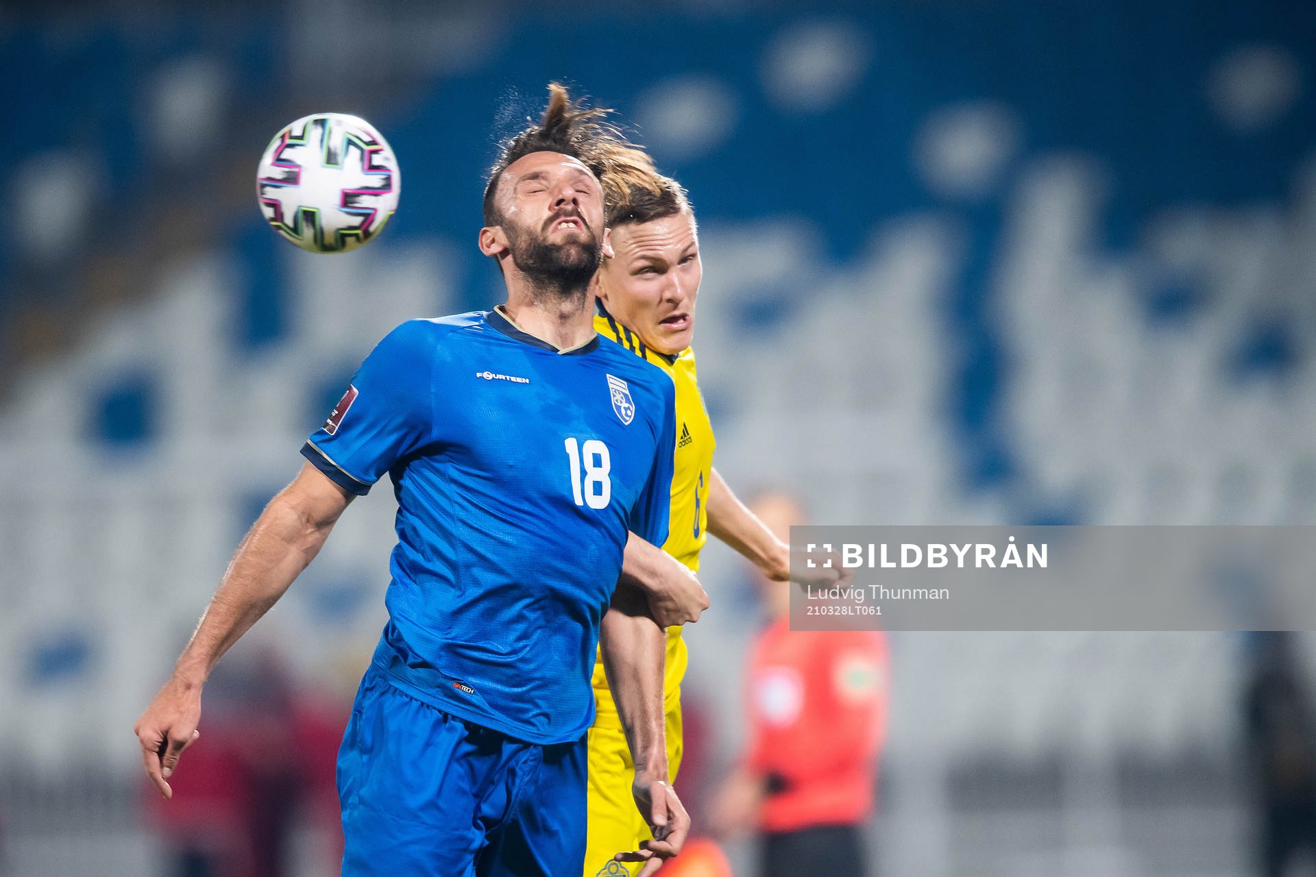 Vedat Muriqi of Kosovo and Ludwig Augustinsson of Sweden