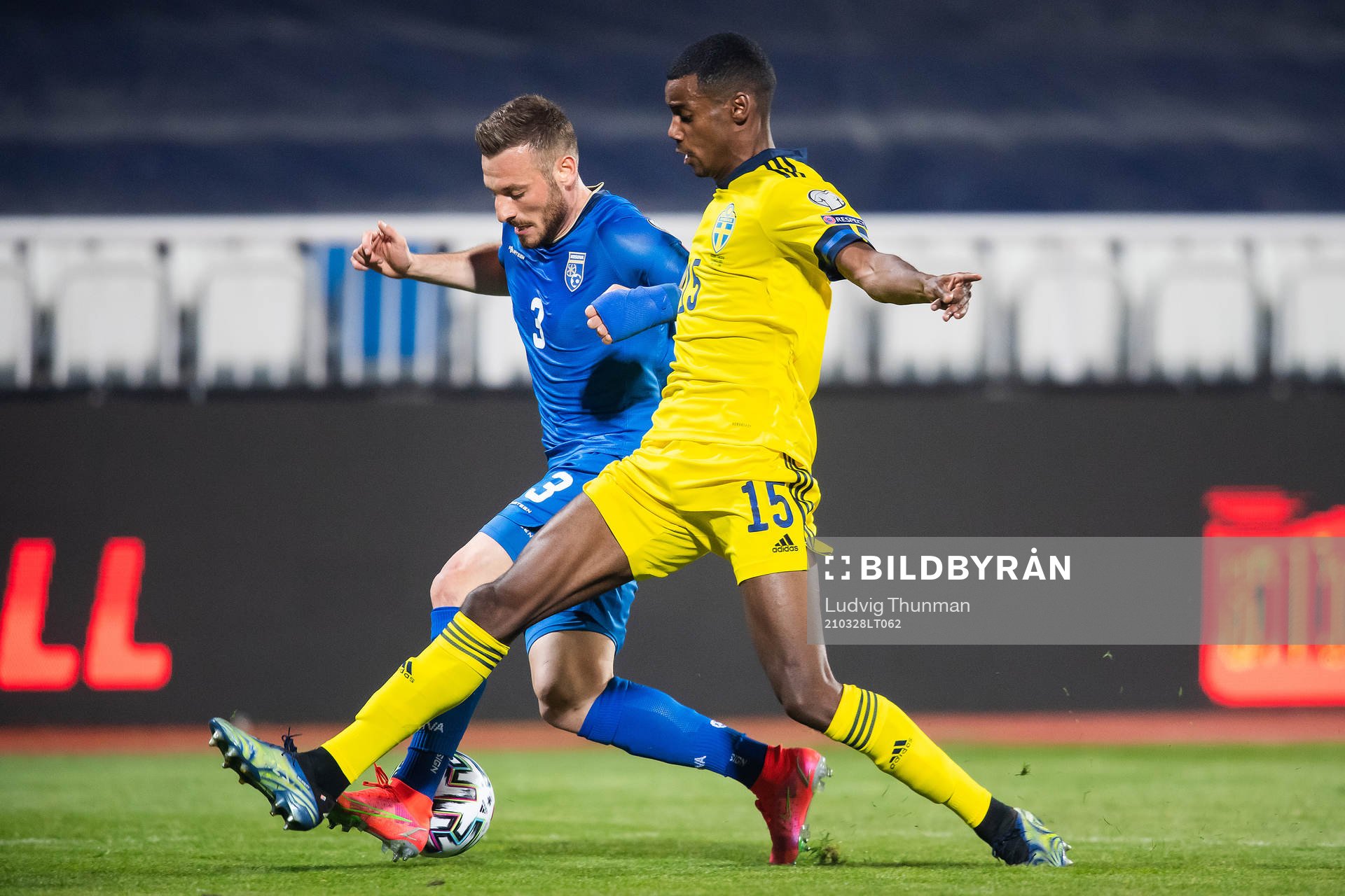Alexander Isak of Sweden and Fidan Aliti of Kosovo