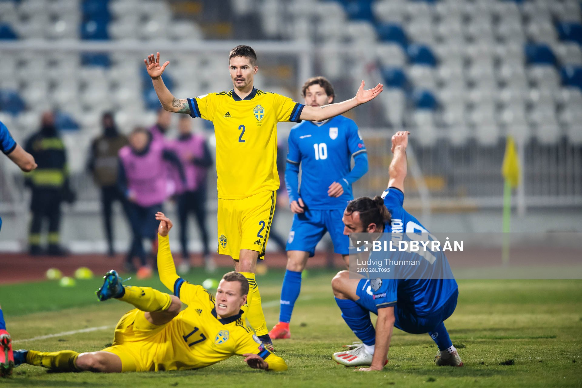 Mikael Lustig of Sweden reacts