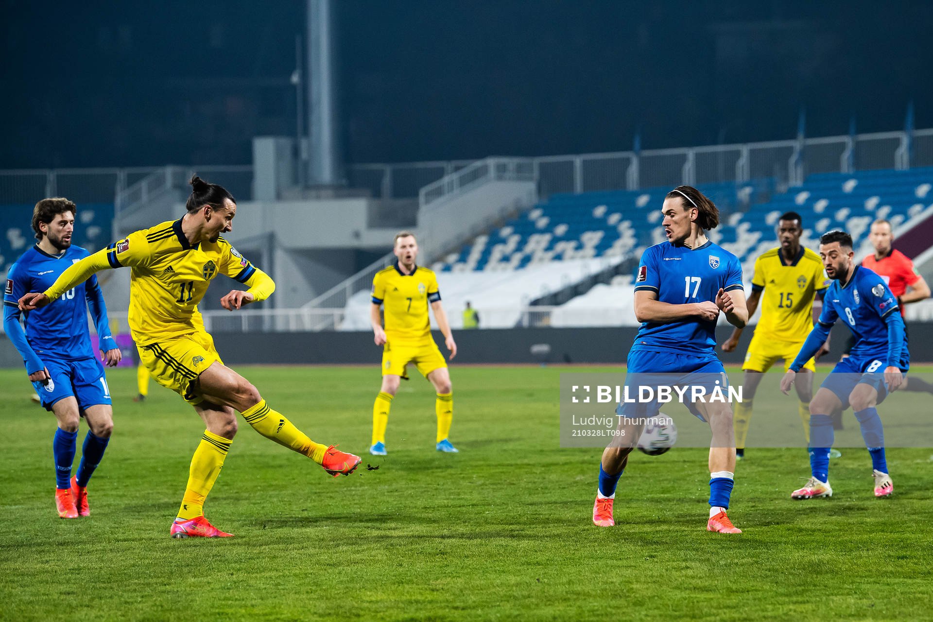 Zlatan Ibrahimovic of Sweden and Benjamin Kololli of Kosovo
