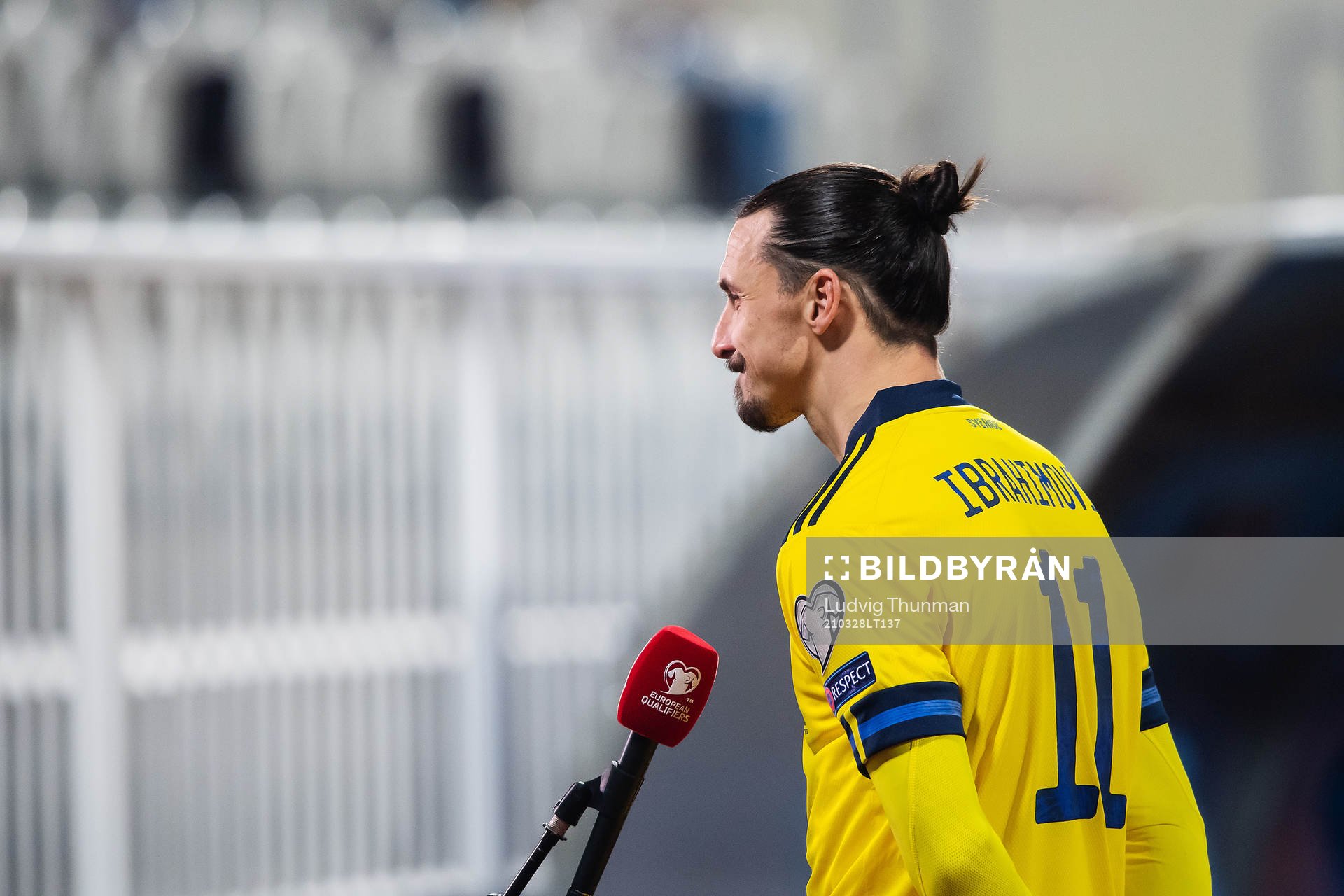 Zlatan Ibrahimovic of Sweden is being interviewed