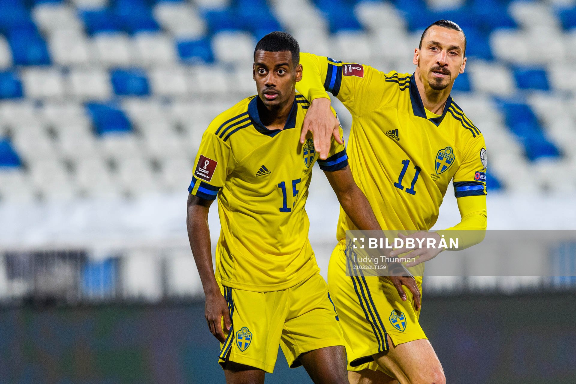 Alexander Isak and Zlatan Ibrahimovic of Sweden