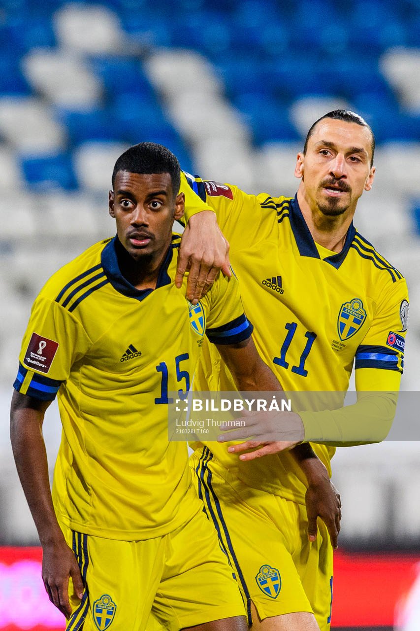 Alexander Isak and Zlatan Ibrahimovic of Sweden