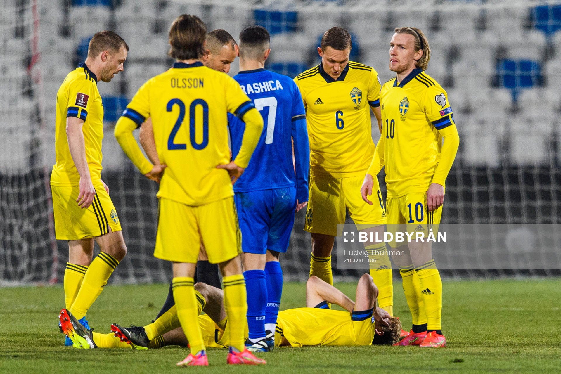 Filip Helander of Sweden is looked