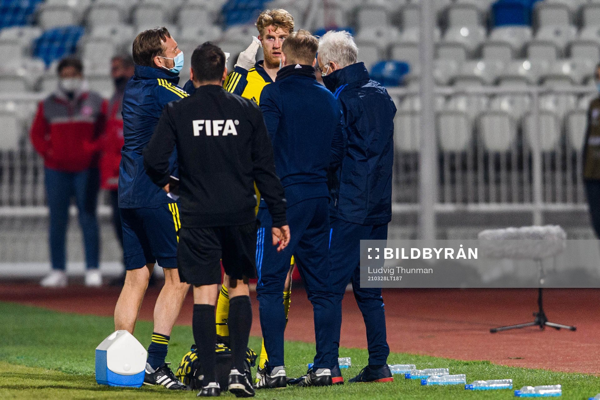 Filip Helander of Sweden is looked