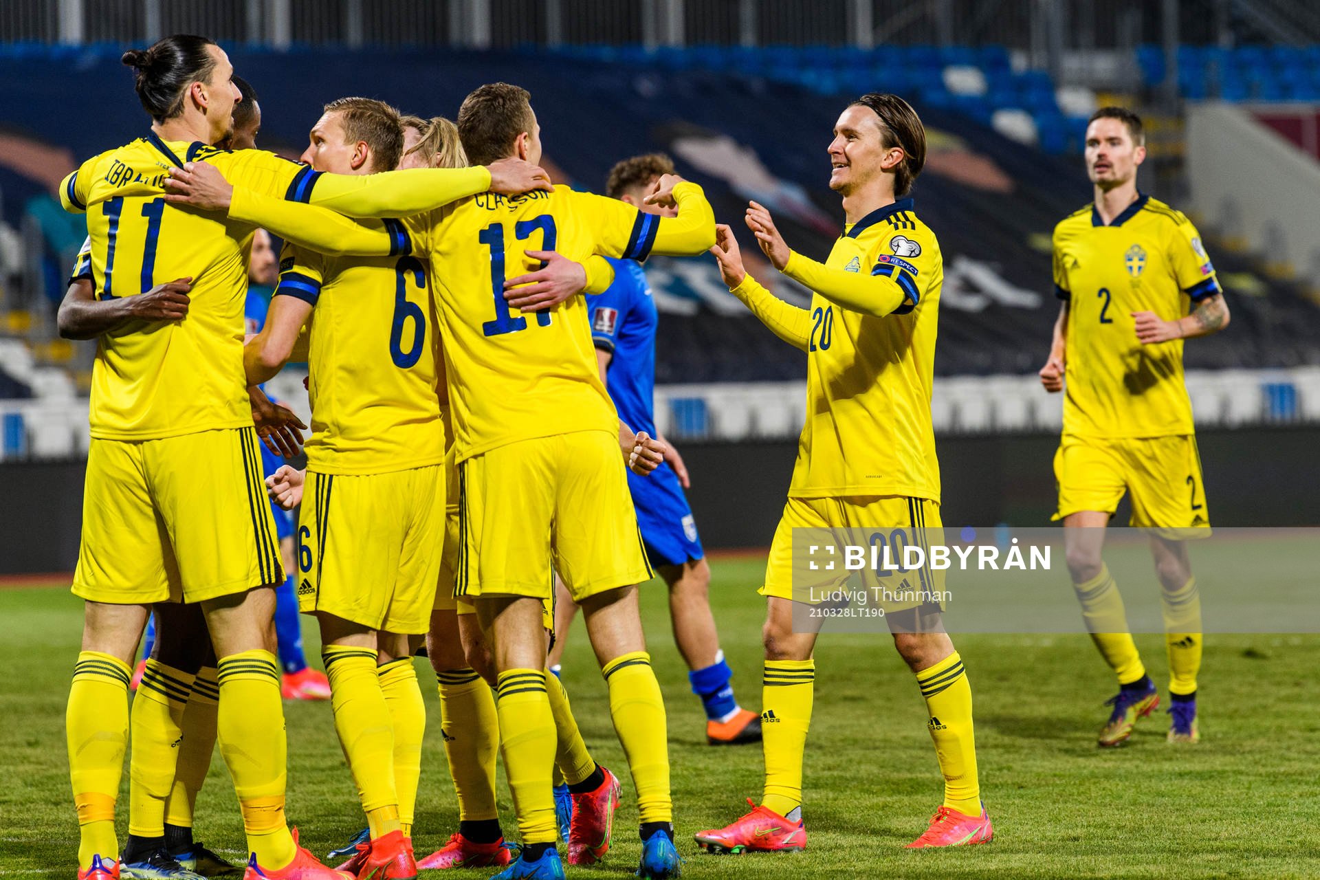 Player of Sweden celebrate Ludwig Augustinsson scored 0-1