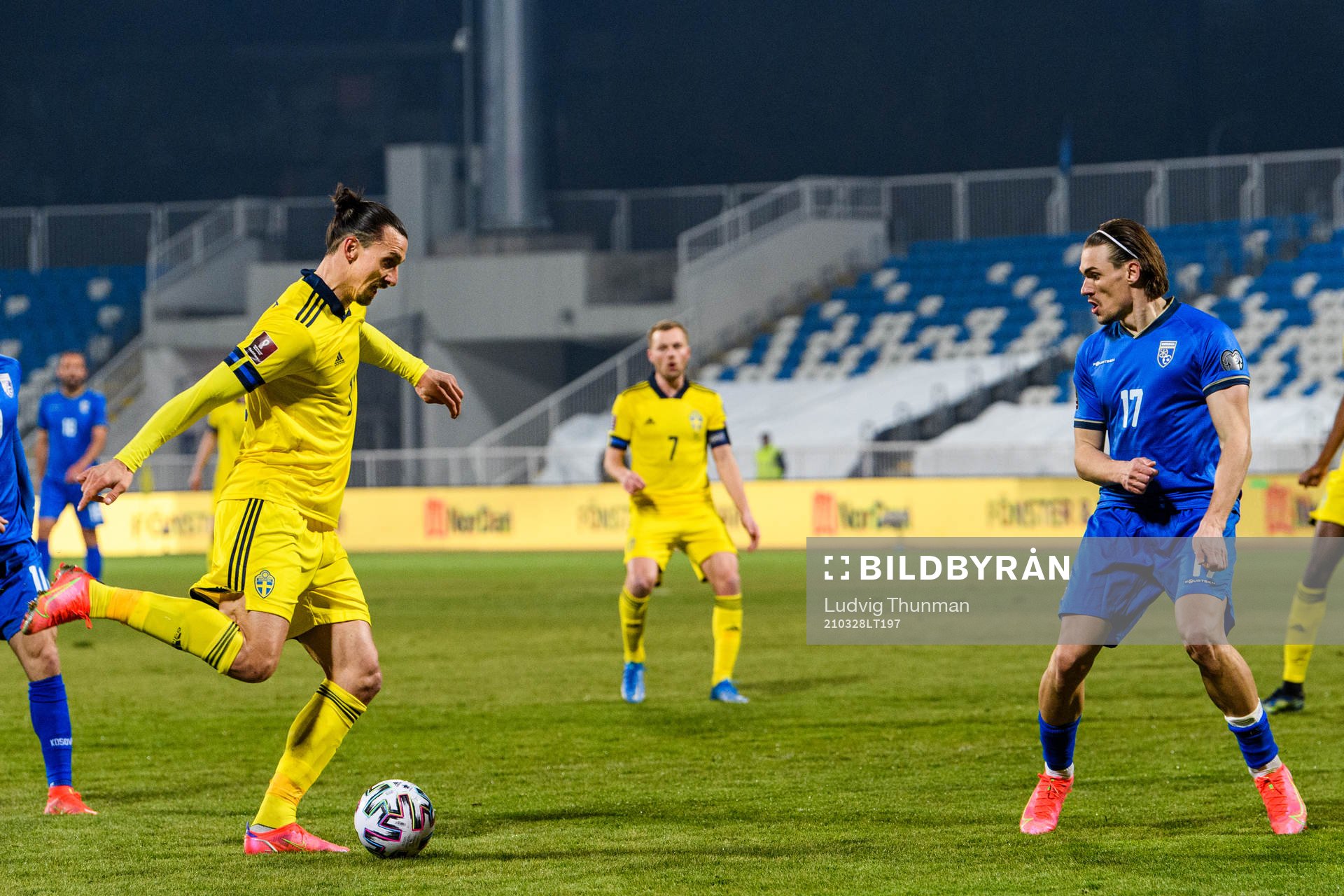 Zlatan Ibrahimovic of Sweden and Benjamin Kololli of Kosovo