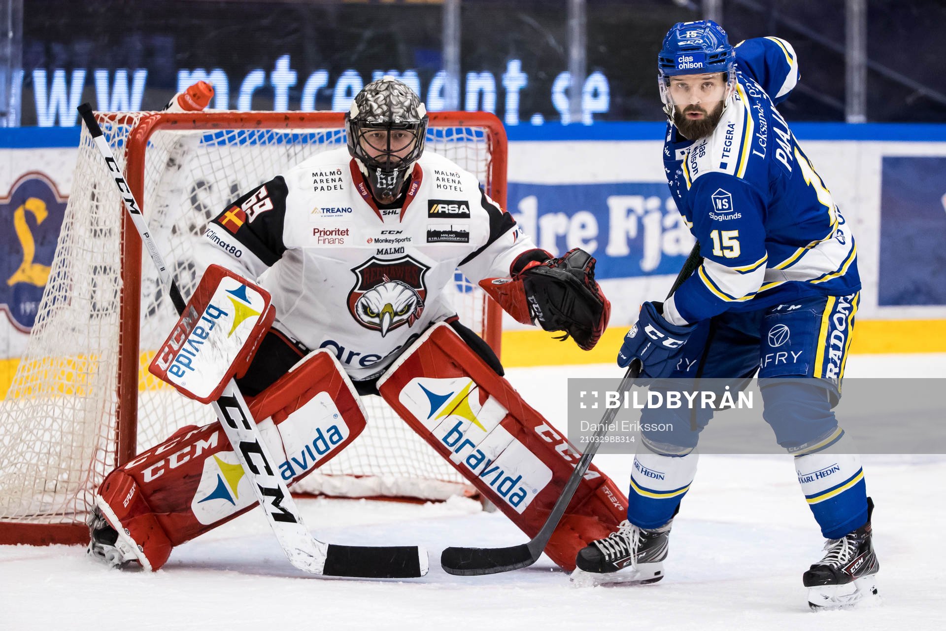 Malmö Redhawks målvakt Oscar Alsenfelt och Leksands Otto