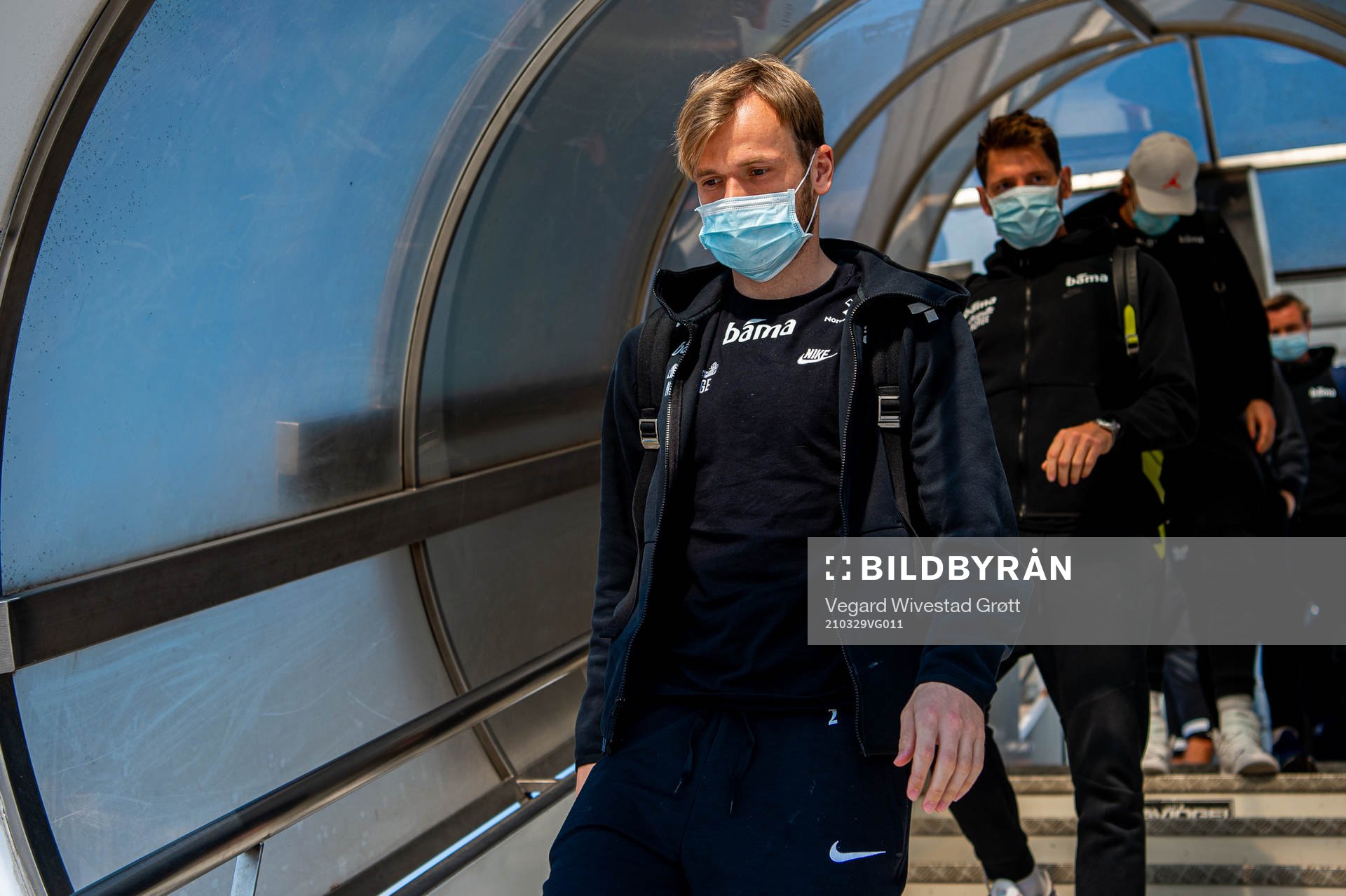 Iver Fossum of the Norwegian national football team arrives