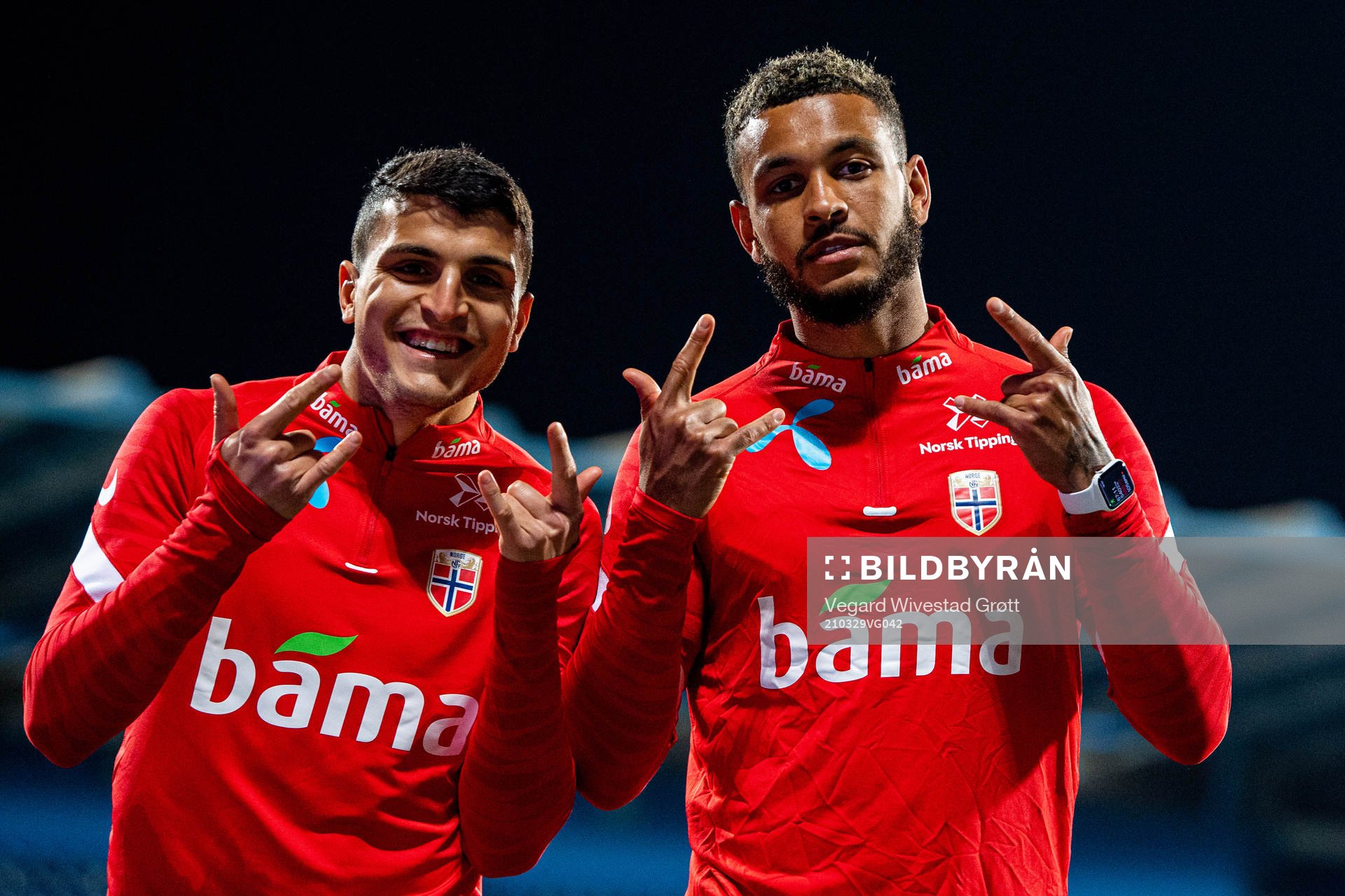 Mohamed Elyounoussi and Joshua King of the Norwegian