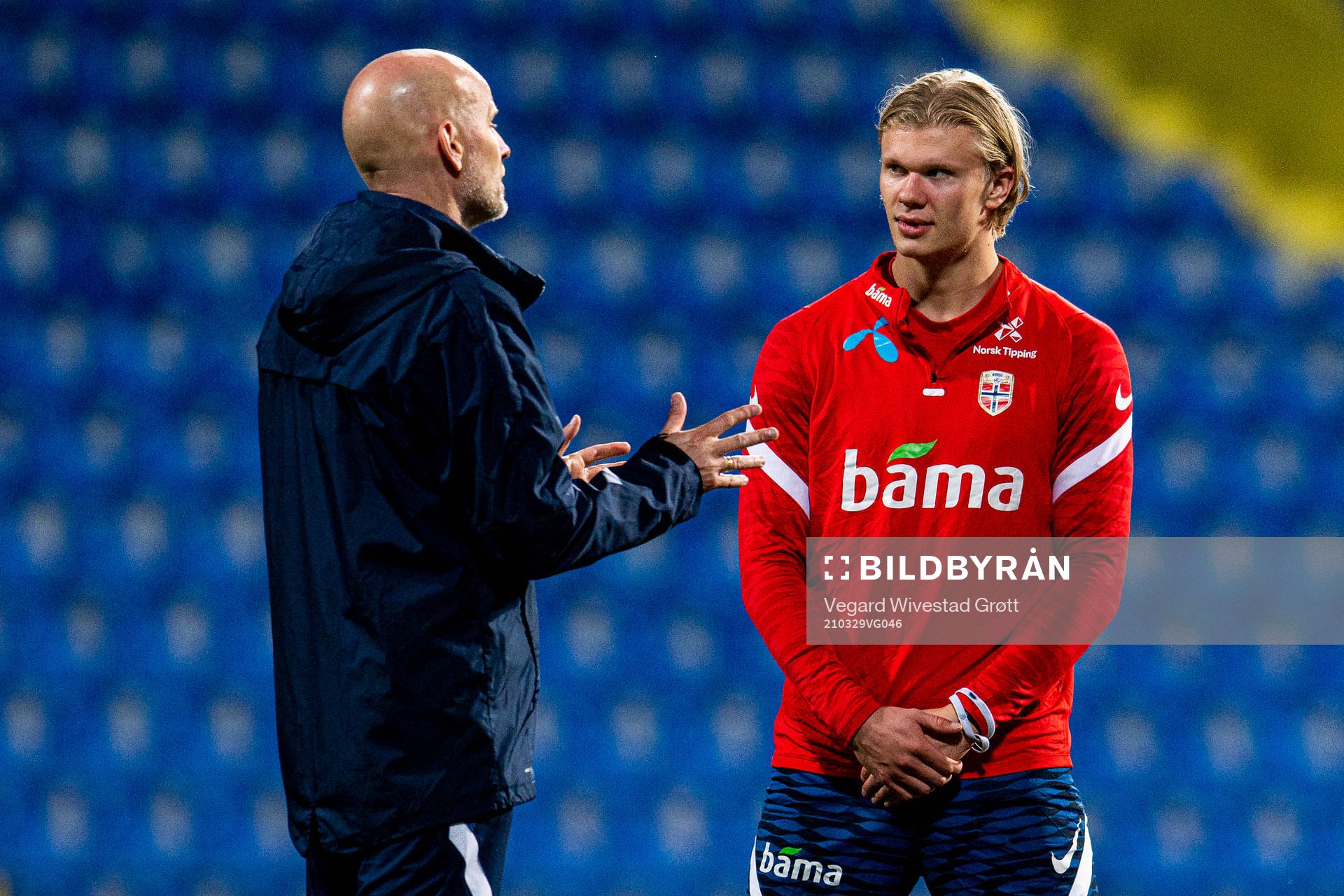 Ståle Solbakken, head coach, and Erling Braut Haaland of
