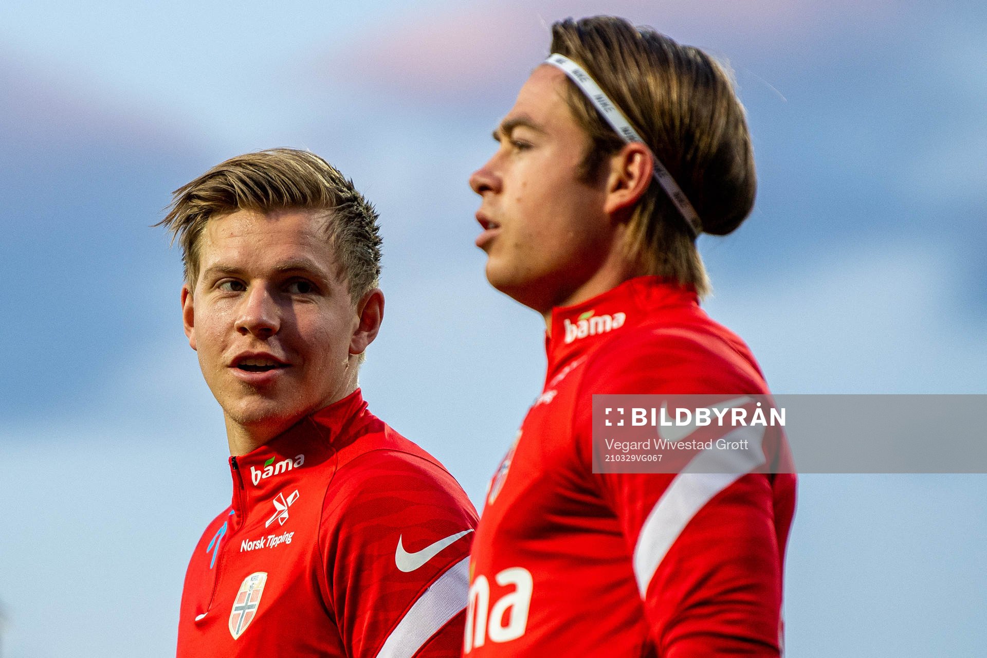 Jens Petter Hauge and Patrick Berg of the Norwegian