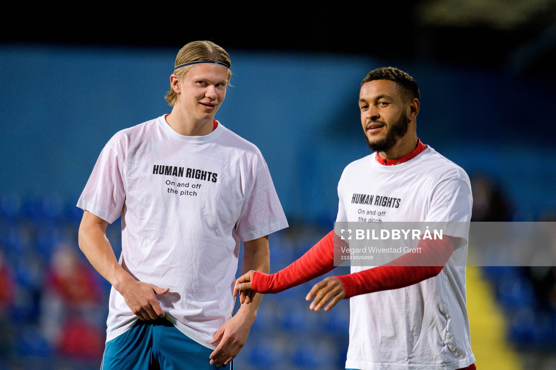Erling Braut Haaland and Joshua King of Norway