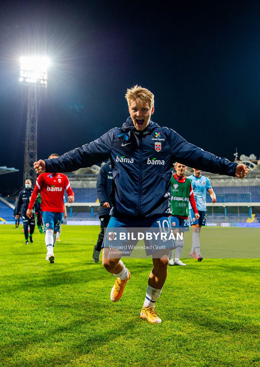 Martin Ødegaard of Norway celebrates