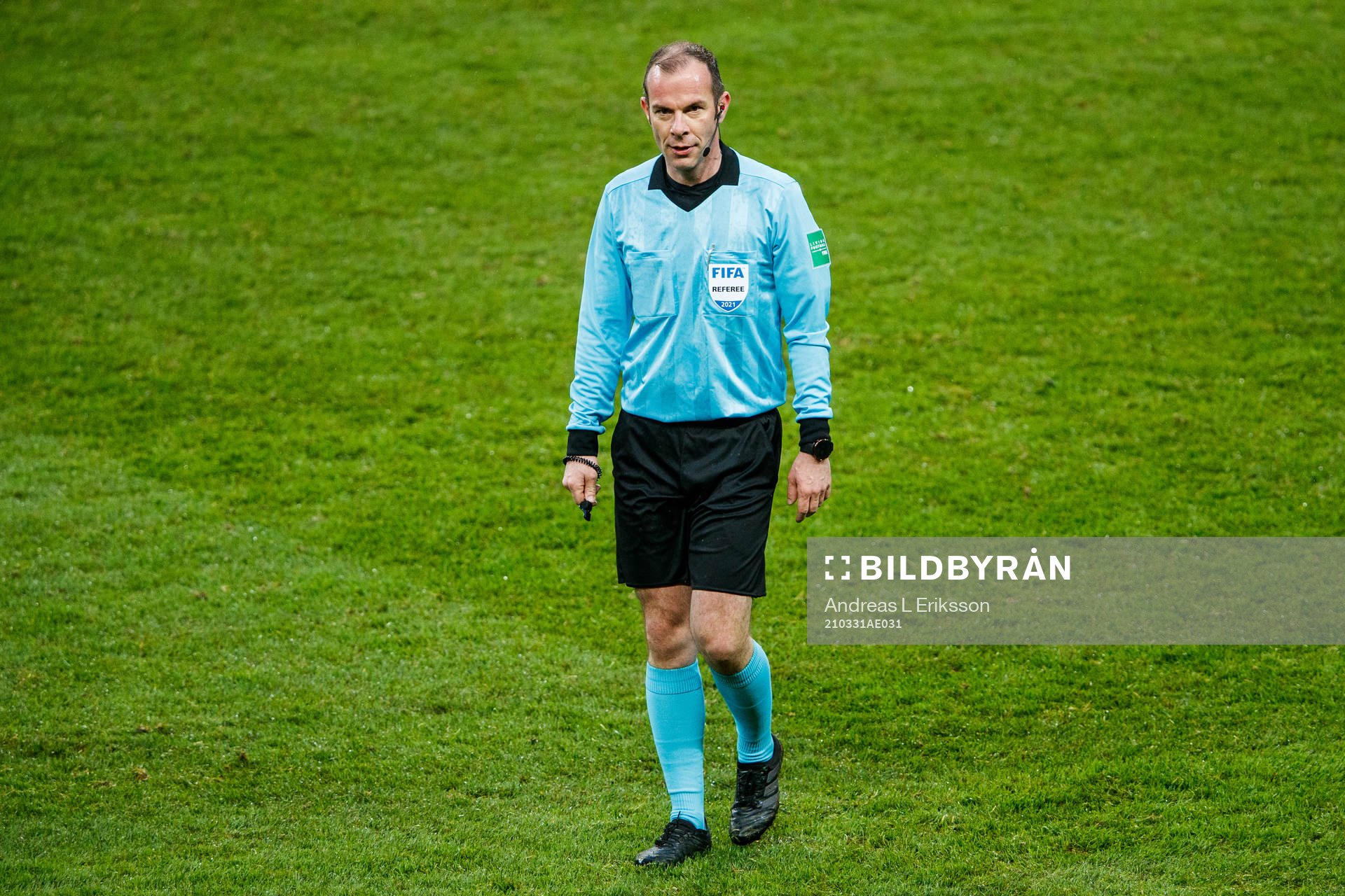 Referee Marco Fritz during the international friendly football match between Sweden and Estonia on March 31, 2021 in Stockholm.