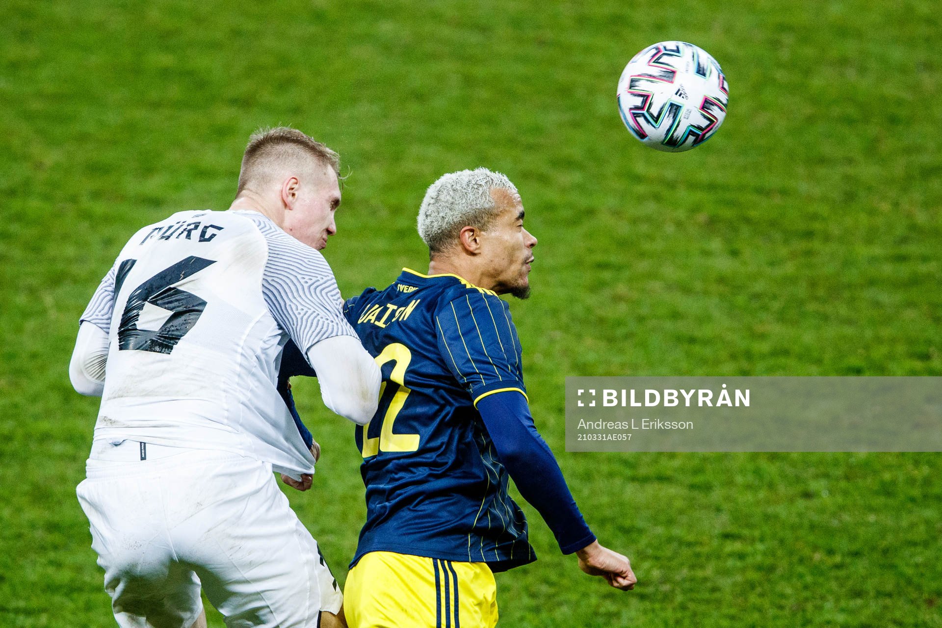 Henrik Pürg of Estonia and Robin Quaison of Sweden