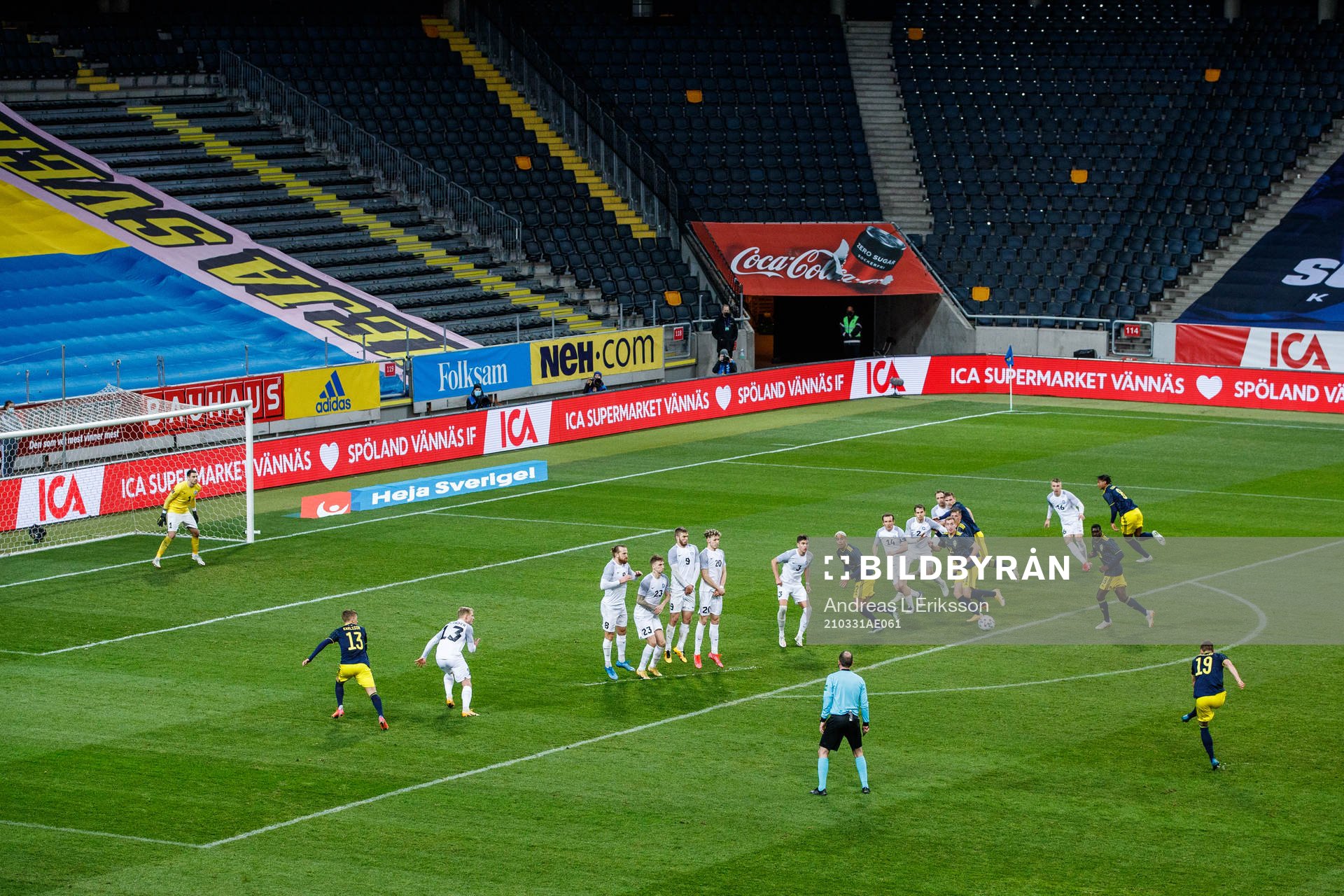 Mattias Svanberg of Sweden with a free kick
