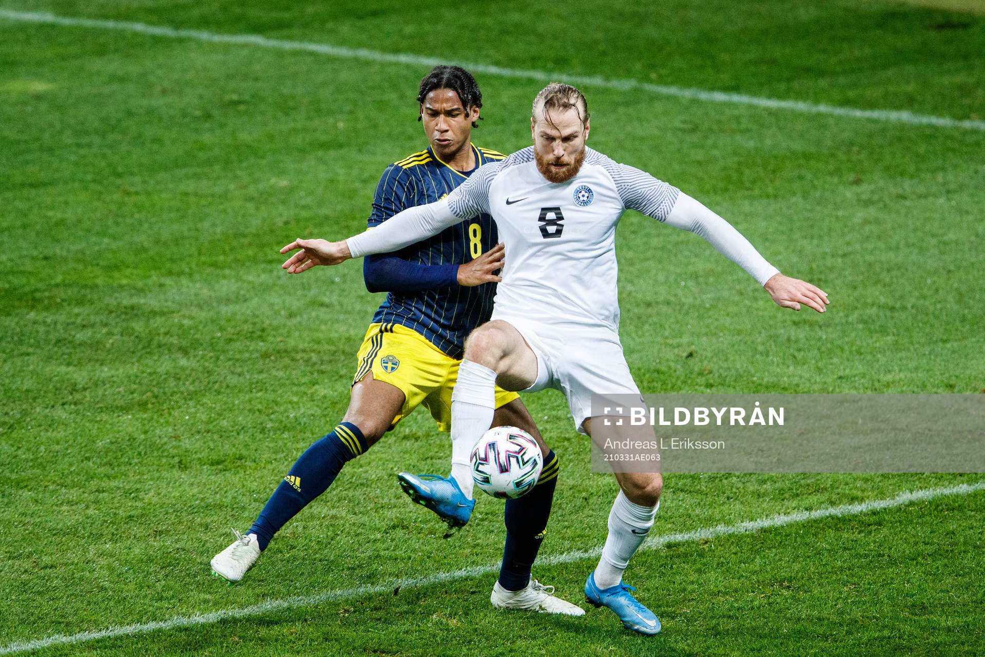 Jens-Lys Cajuste of Sweden and Henri Anier of Estonia