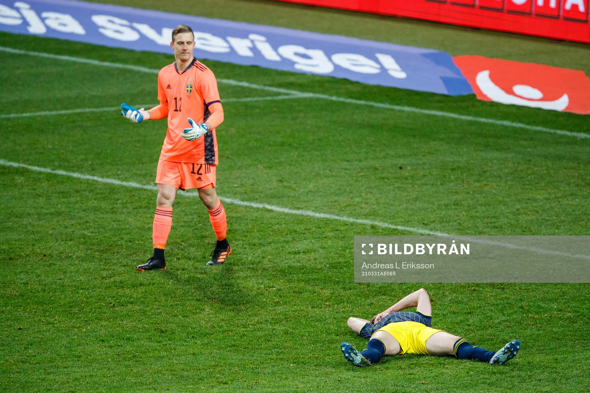 goalkeeper Karl-Johan Johnsson and Emil Krafth of Sweden