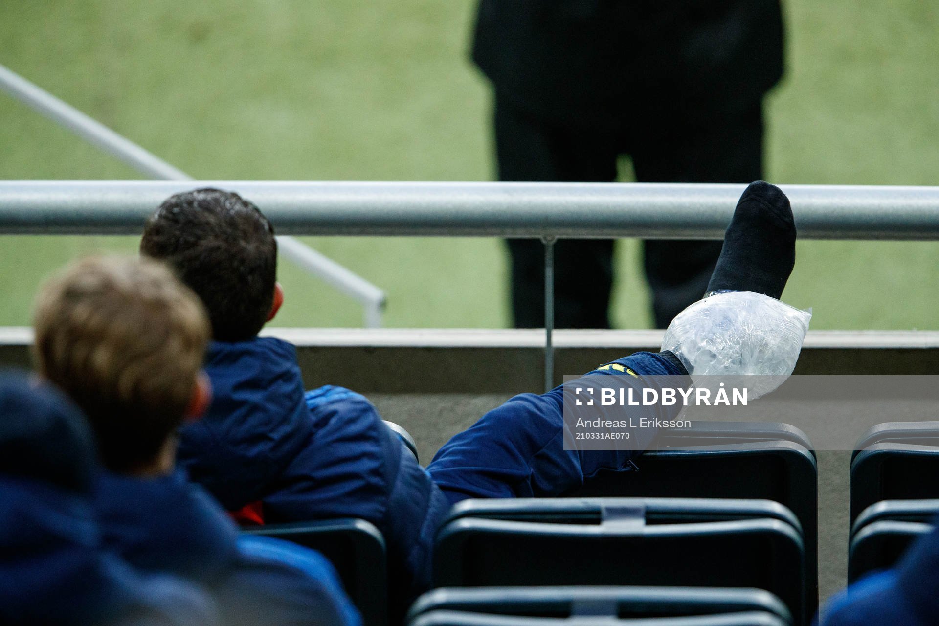 Marcus Berg of Sweden with an ice pack