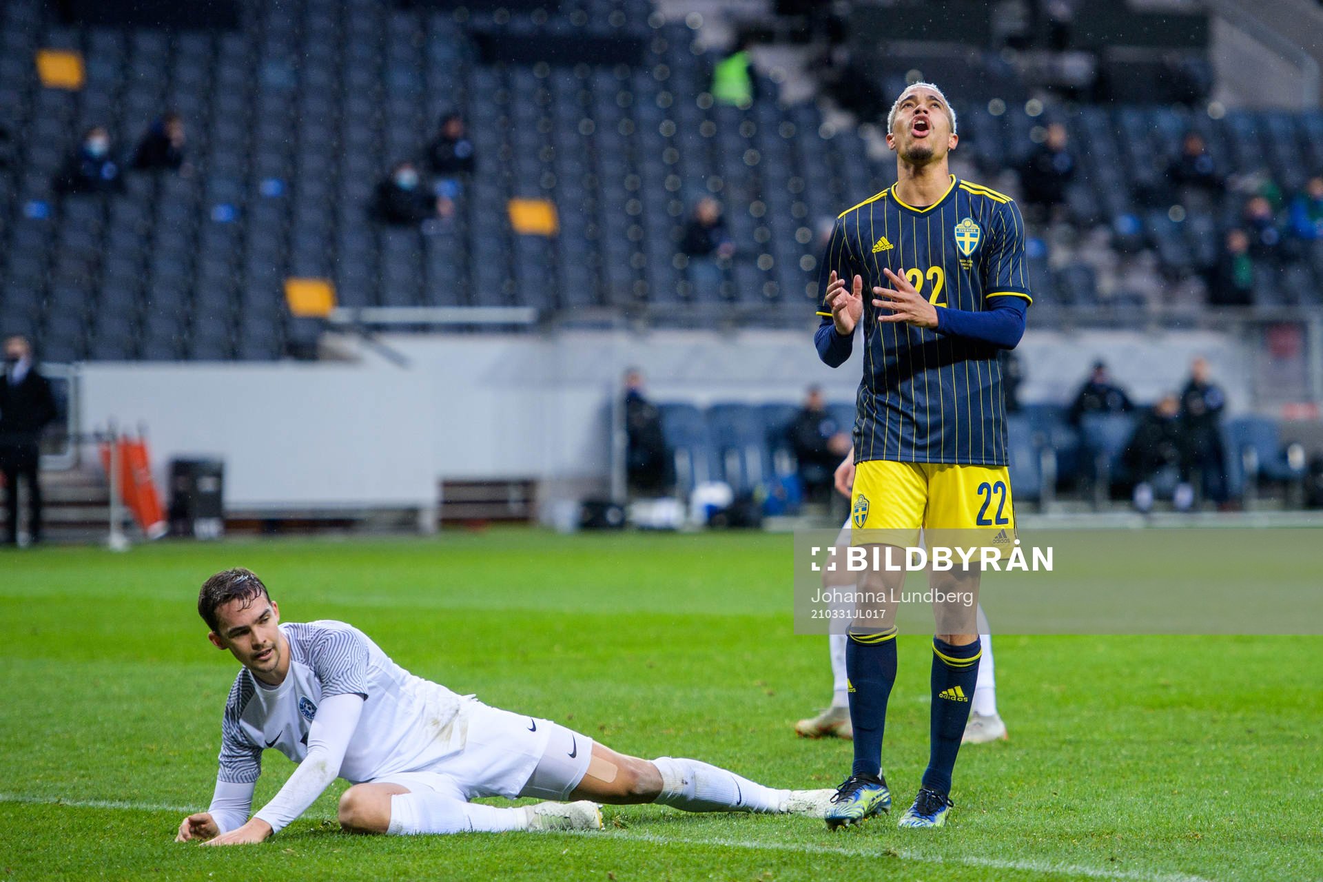Robin Quaison of Sweden looks dejected