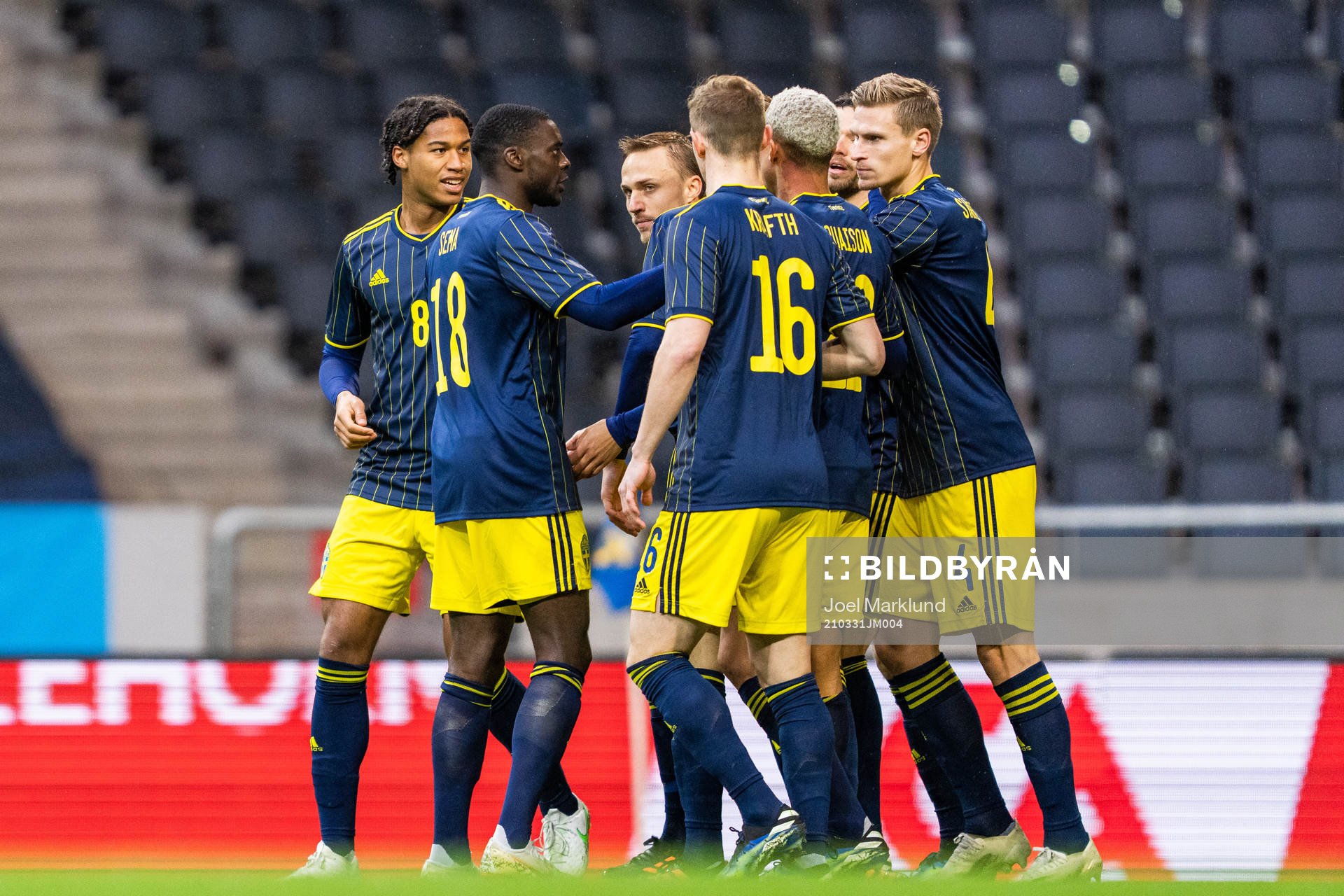 Marcus Berg of Sweden celebrates with team mates
