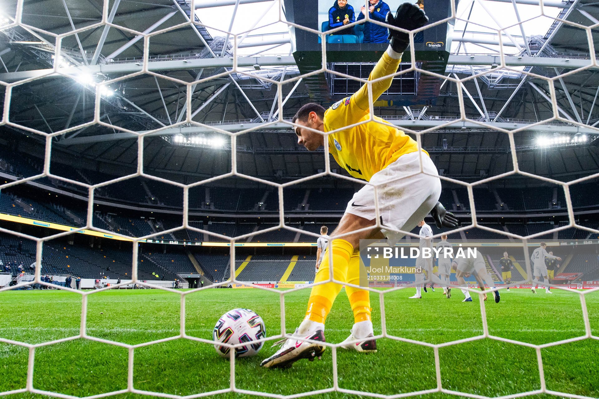 Goalkeeper Matvei Igonen of Estonia looks dejected