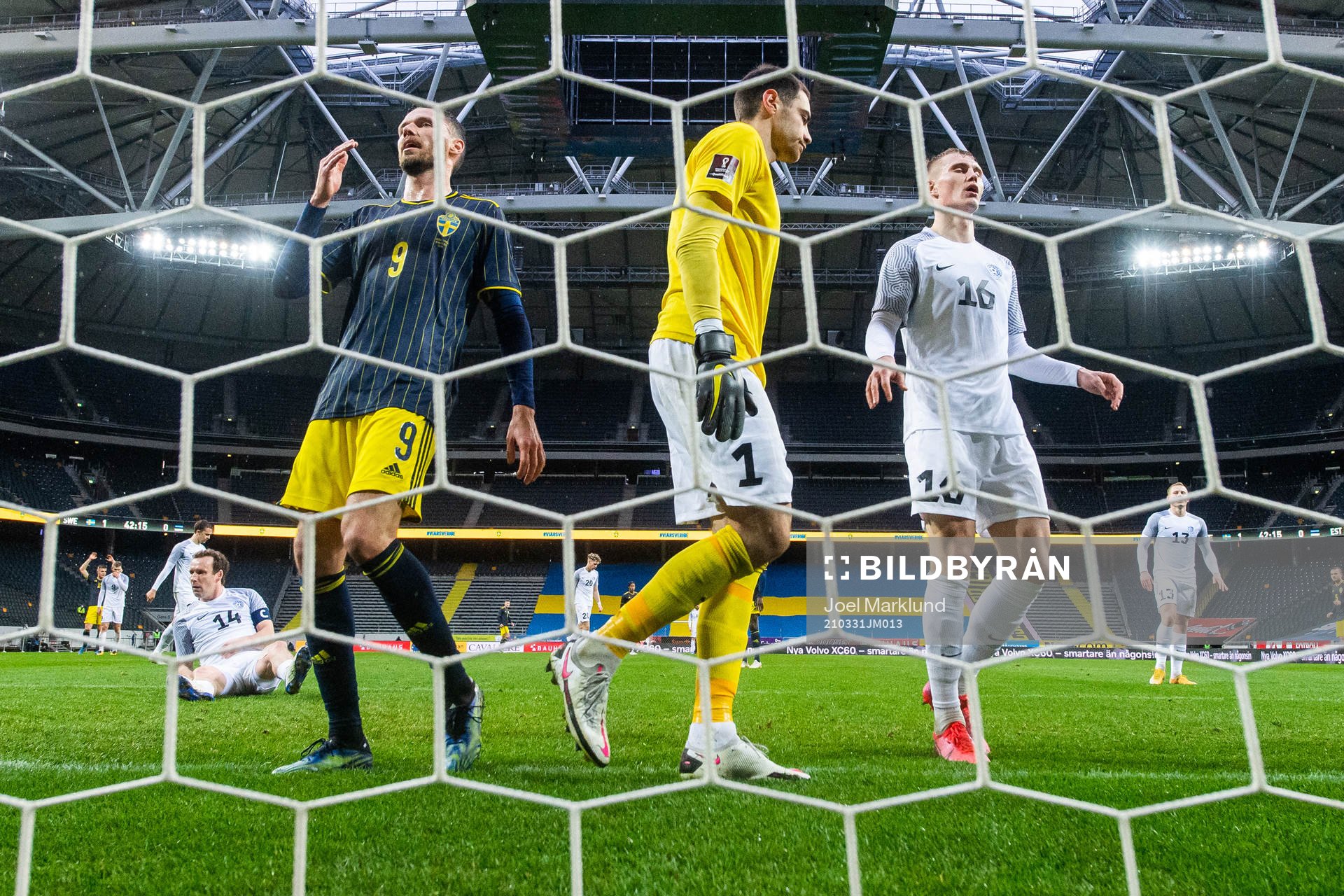 Marcus Berg of Sweden looks dejected next to goalkeeper