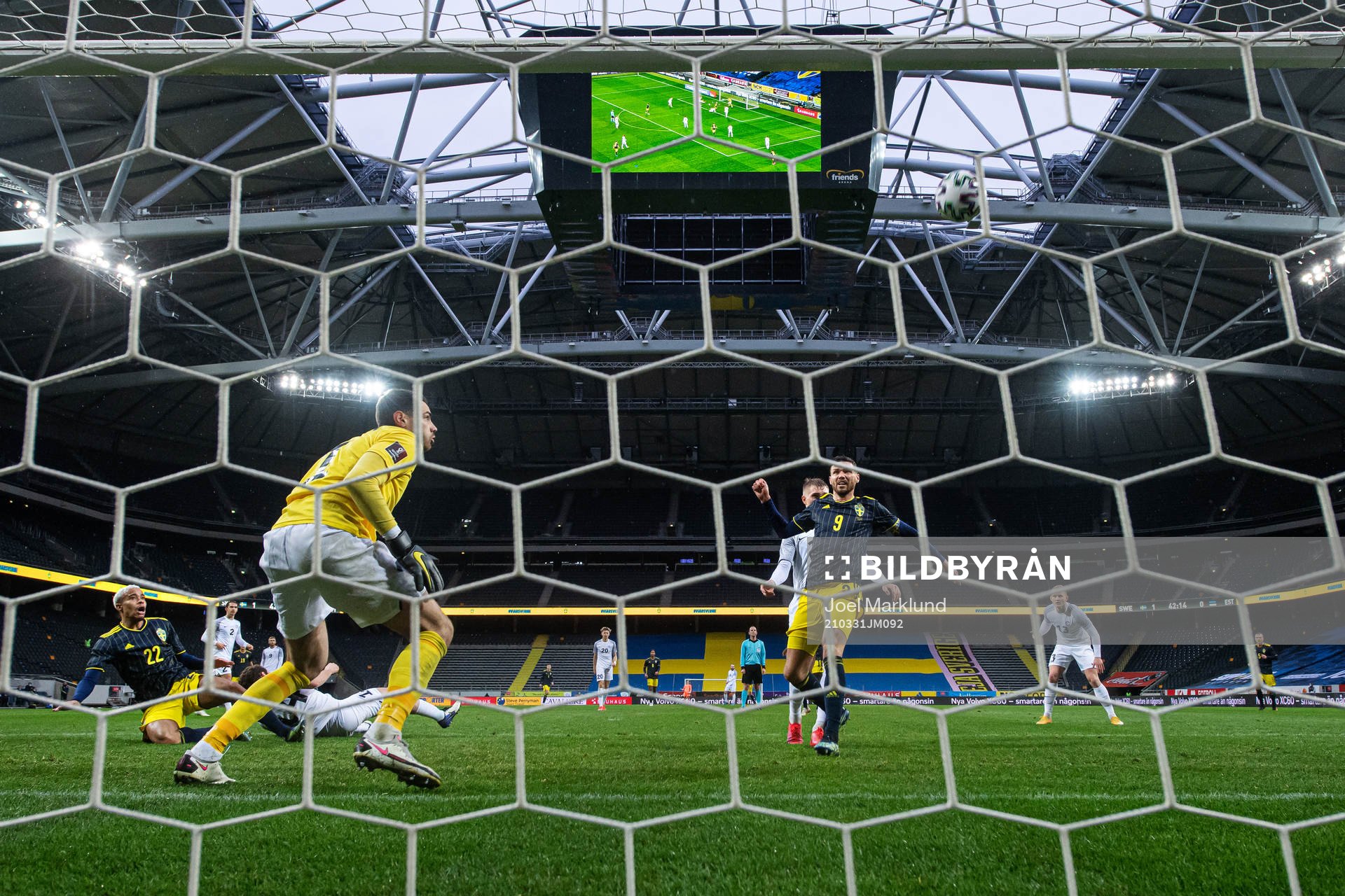Robin Quaison and Marcus Berg of Sweden in action against