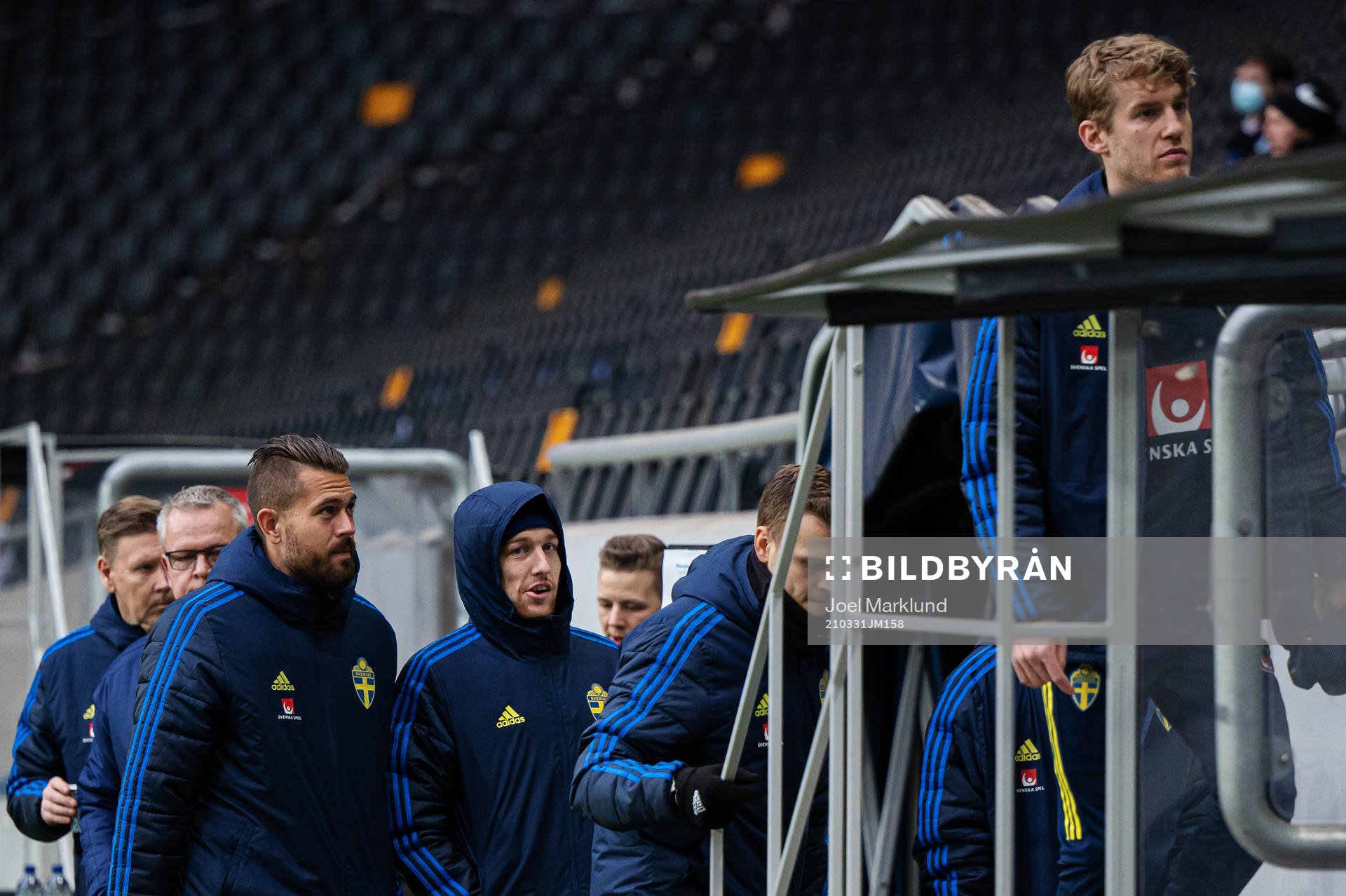 Goalkeeper Kristoffer Nordfeldt and Emil Forsberg of Sweden