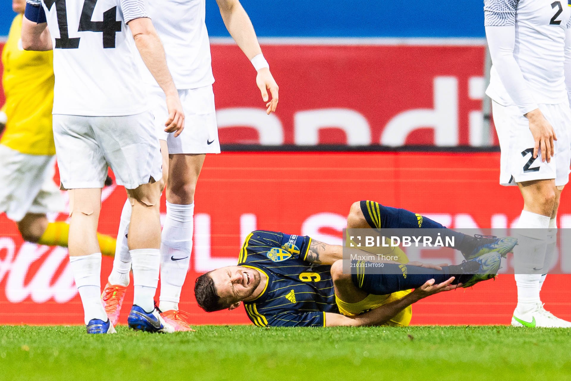 Marcus Berg of Sweden in pain
