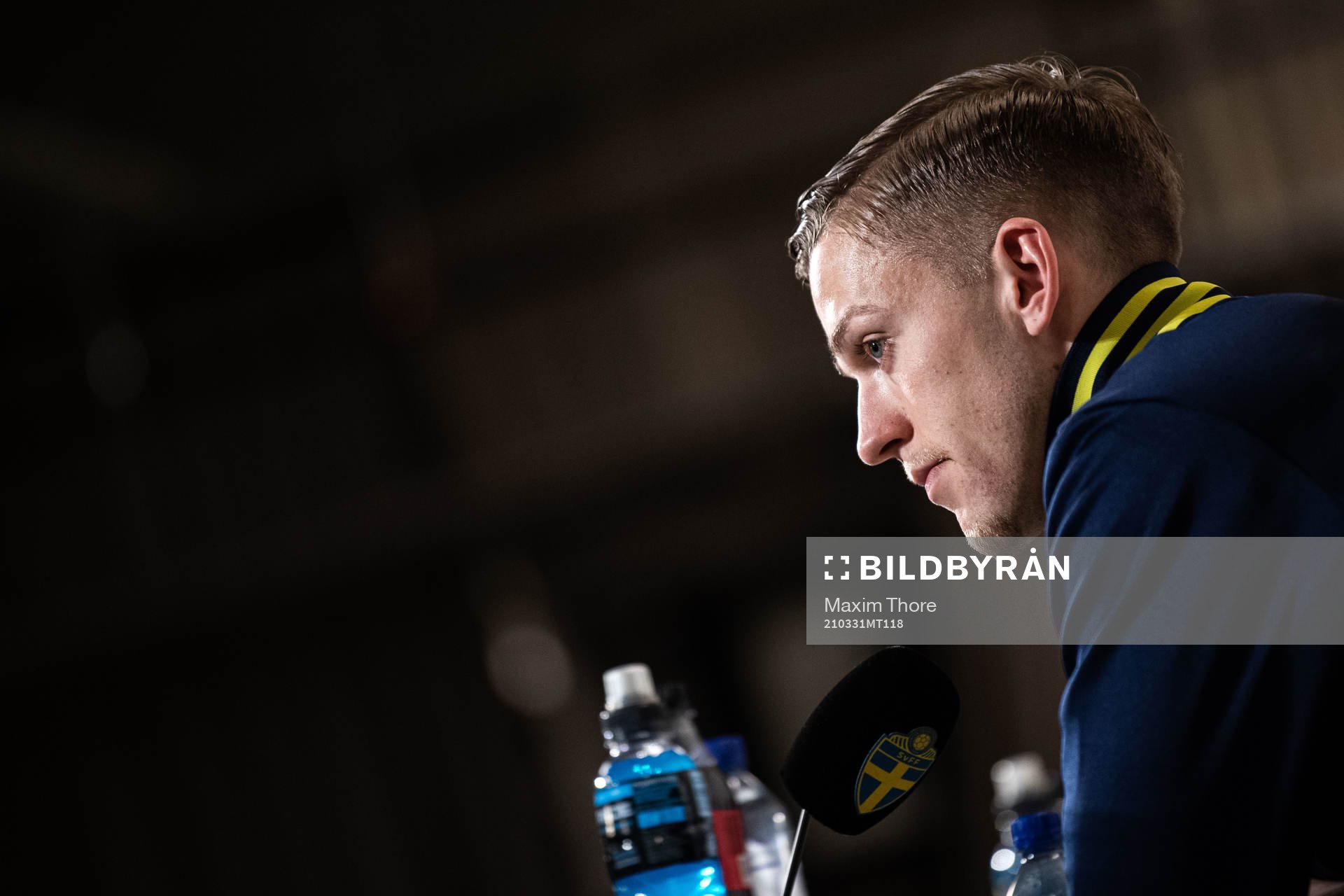 Jesper Karlsson of Sweden during a press conference after the international friendly football match between Sweden and Estonia on March 31, 2021 in Stockholm.