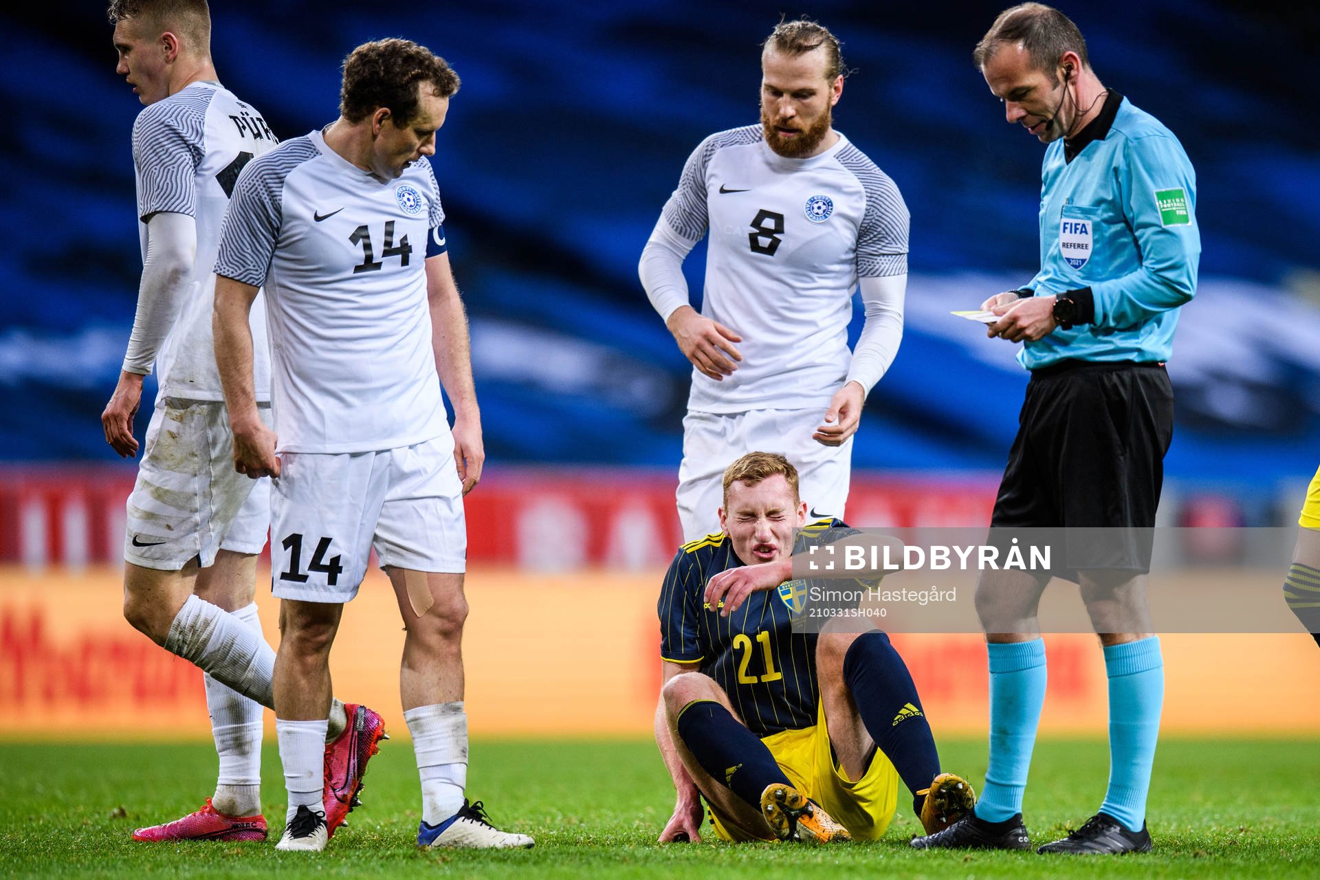 Dejan Kulusevski of Sweden in pain