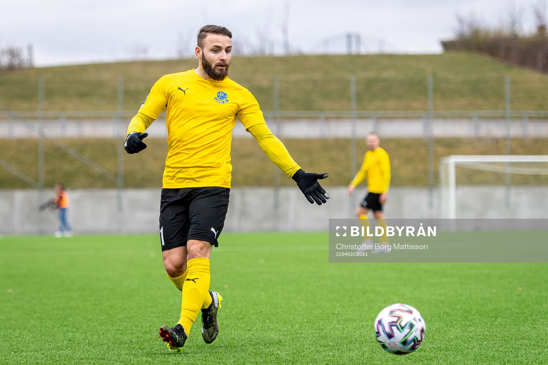 Lunds Filip Pivkovski under fotbollsmatchen i Division 1 södra mellan Lunds BK och Österlen den 2 april 2021 i Lund. 