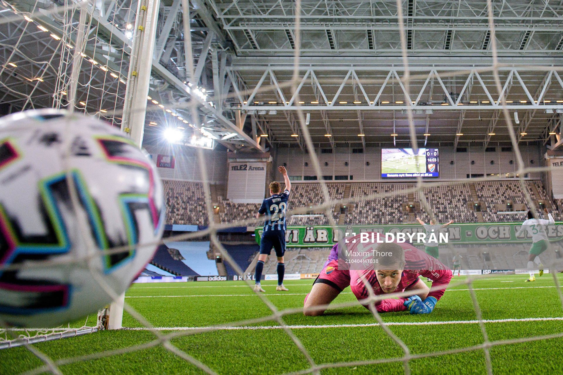Djurgårdens målvakt Aleksandr Vasyutin vid Hammarbys 0-1