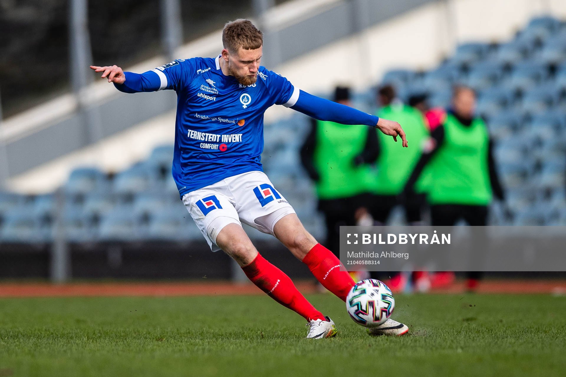 Åtvidabergs Bram van Dongen under fotbollsmatchen i Division 1 södra mellan IFK Malmö och Åtvidaberg den 5 april 2021 i Malmö.