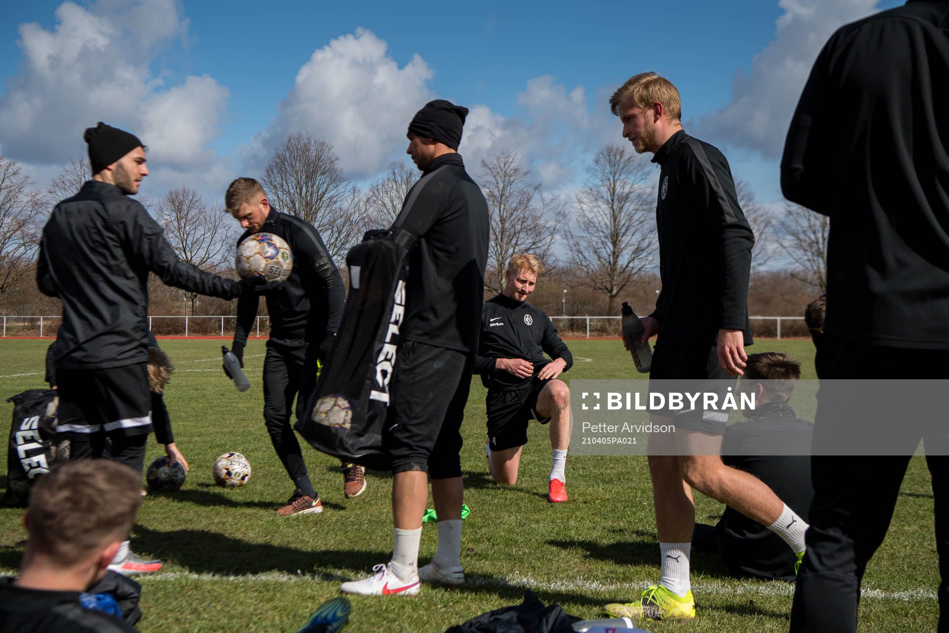 Viktor Wihlstrand (m) under en fotbollsträning med Landskrona den 5 april 2021 i Landskrona. 