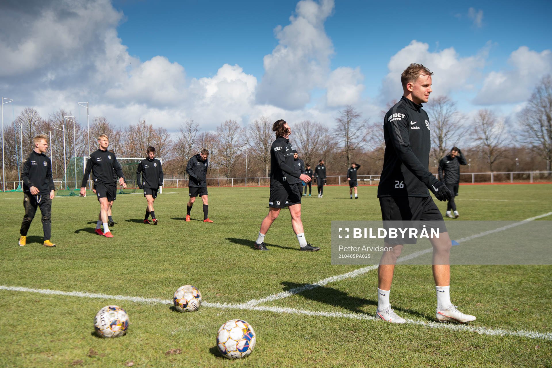 Jonathan Asp under en fotbollsträning med Landskrona den 5 april 2021 i Landskrona. 