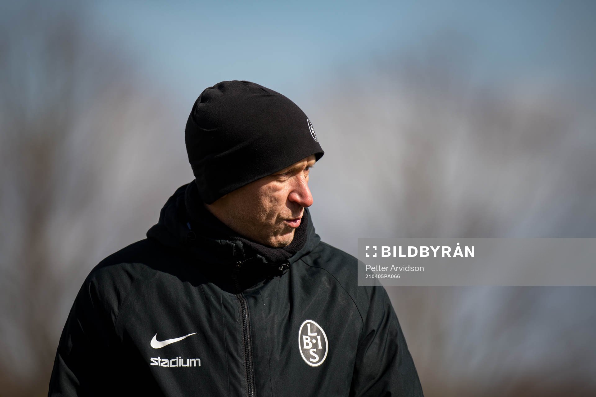 Tränare Billy Magnusson under en fotbollsträning med Landskrona den 5 april 2021 i Landskrona. 