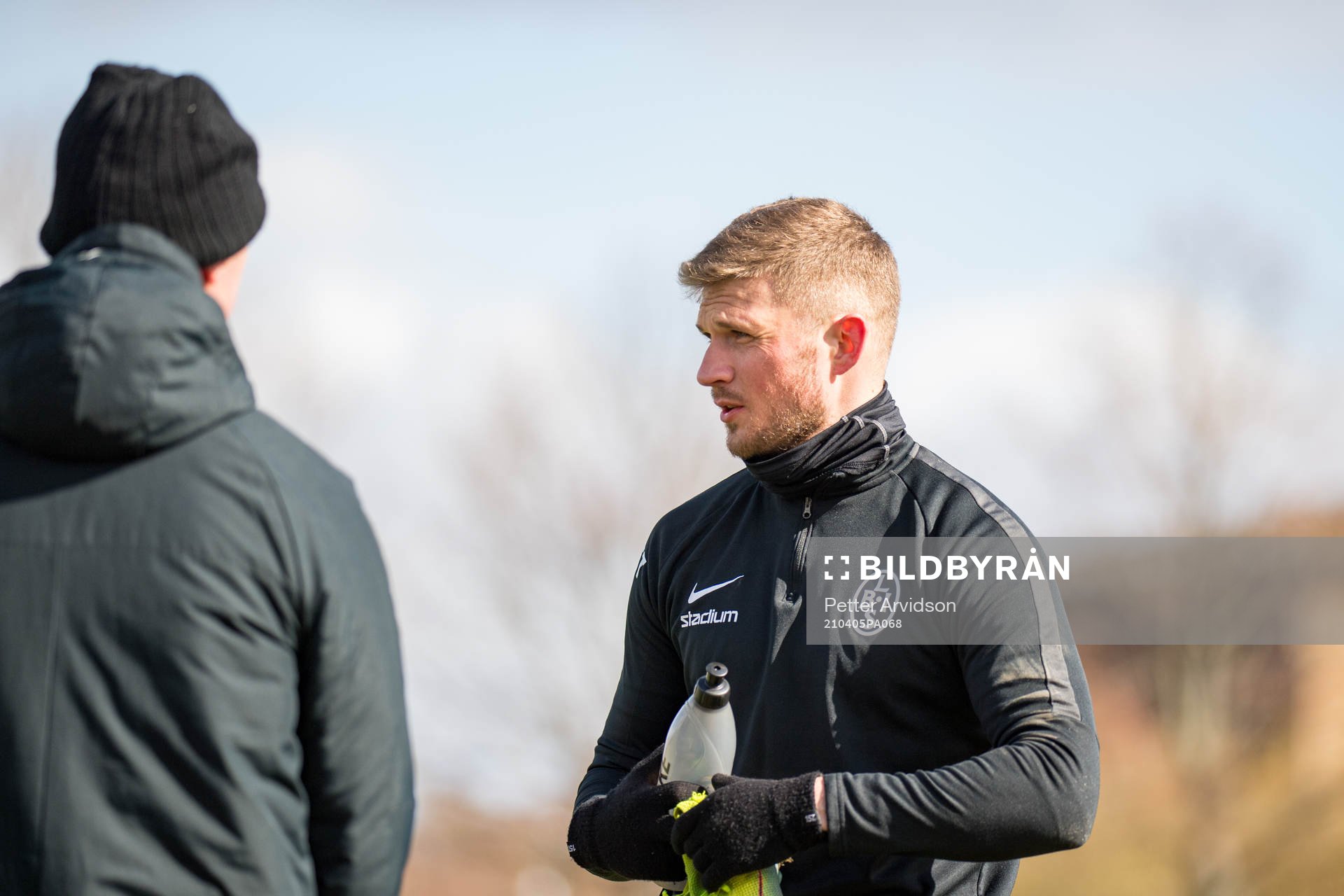 Erik Pärsson under en fotbollsträning med Landskrona den 5 april 2021 i Landskrona. 