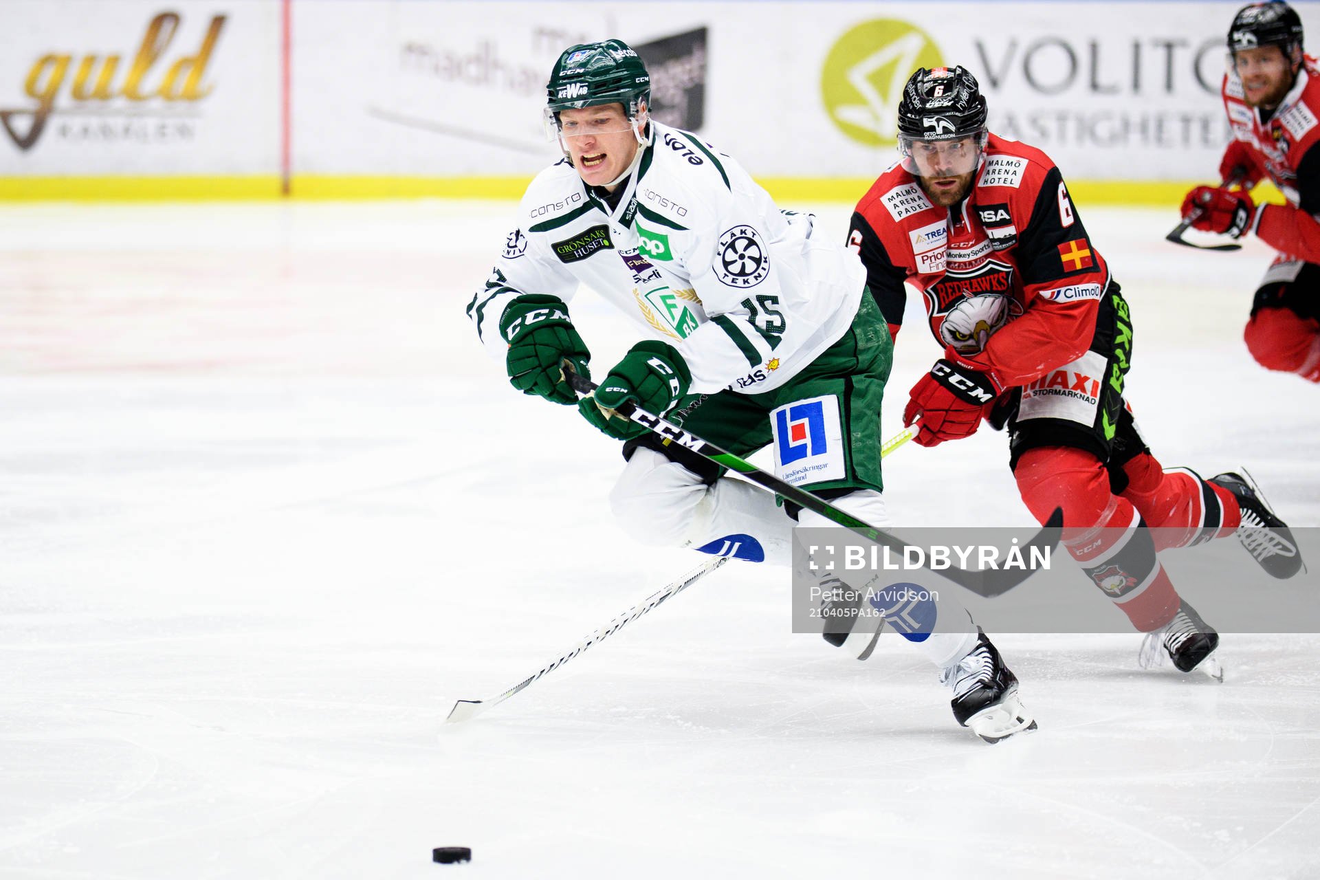 Färjestads Gustav Rydahl och Malmö Redhawks Patrik Hersley