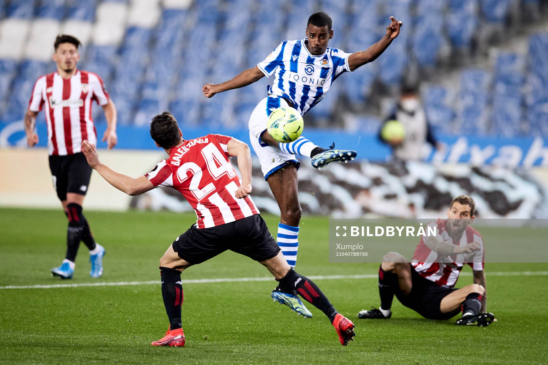 Alexander Isak of Real Sociedad kicks the ball