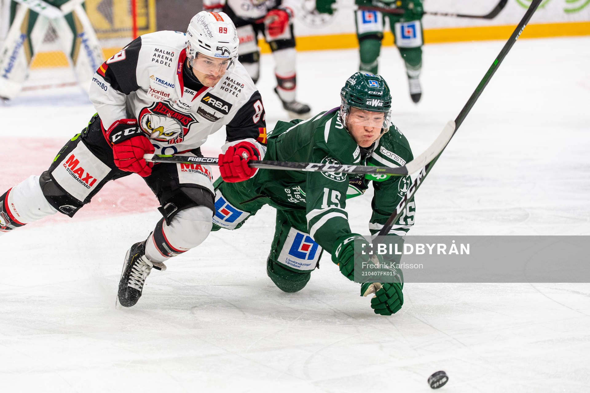 Malmö Redhawks Matt Puempel och Färjestads Gustav Rydahl