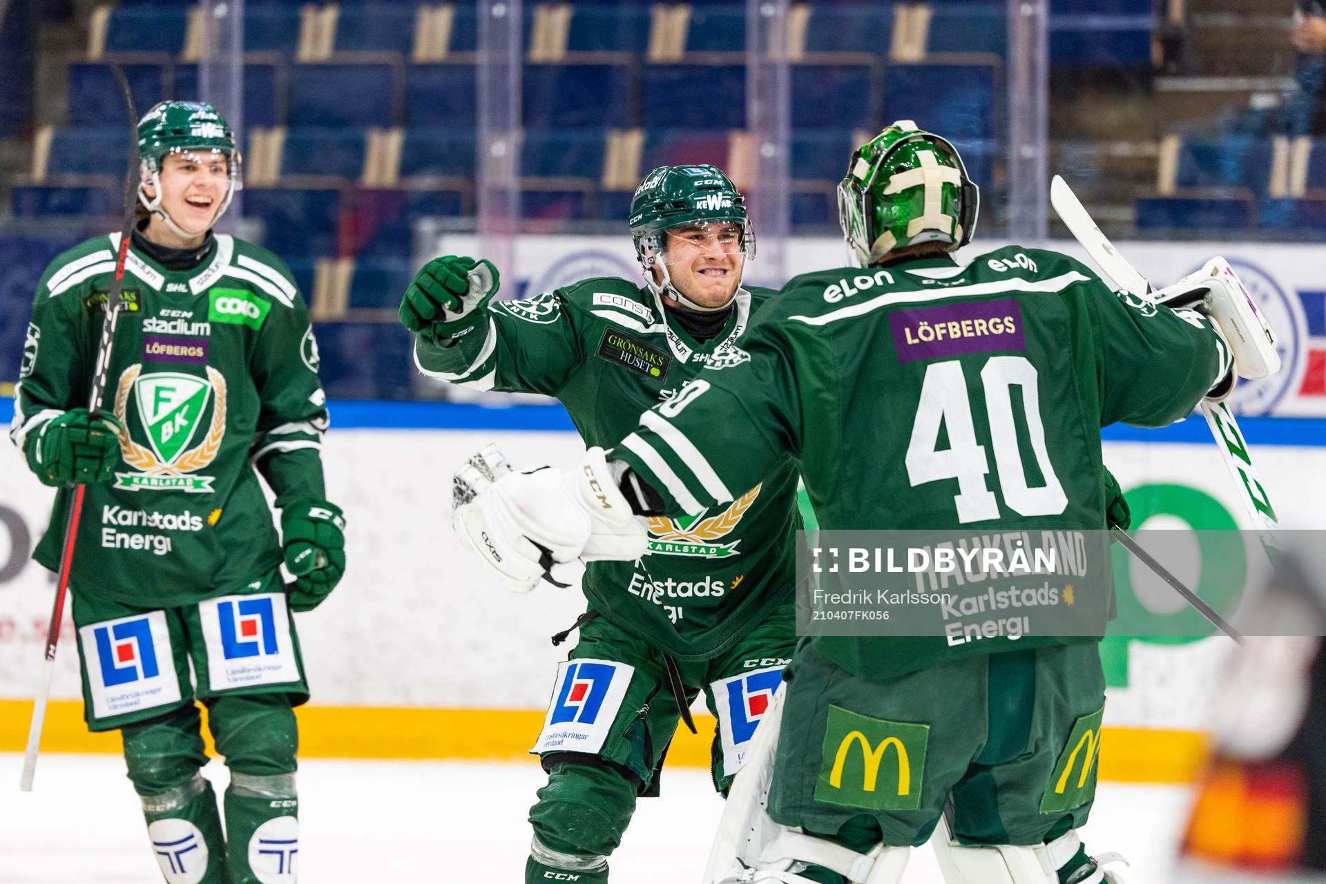 Färjestads Albert Johansson, Michael Lindqvist och