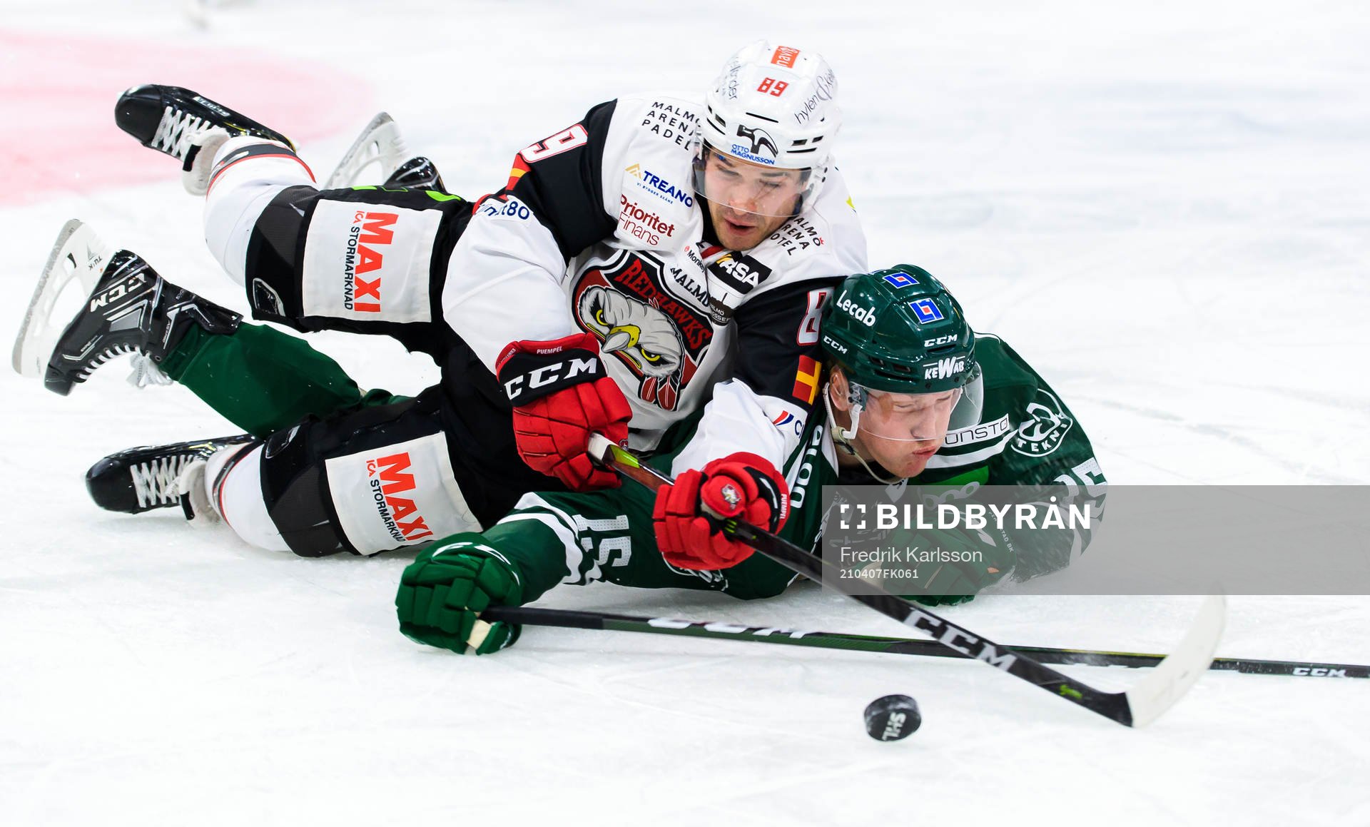 Malmö Redhawks Matt Puempel och Färjestads Gustav Rydahl