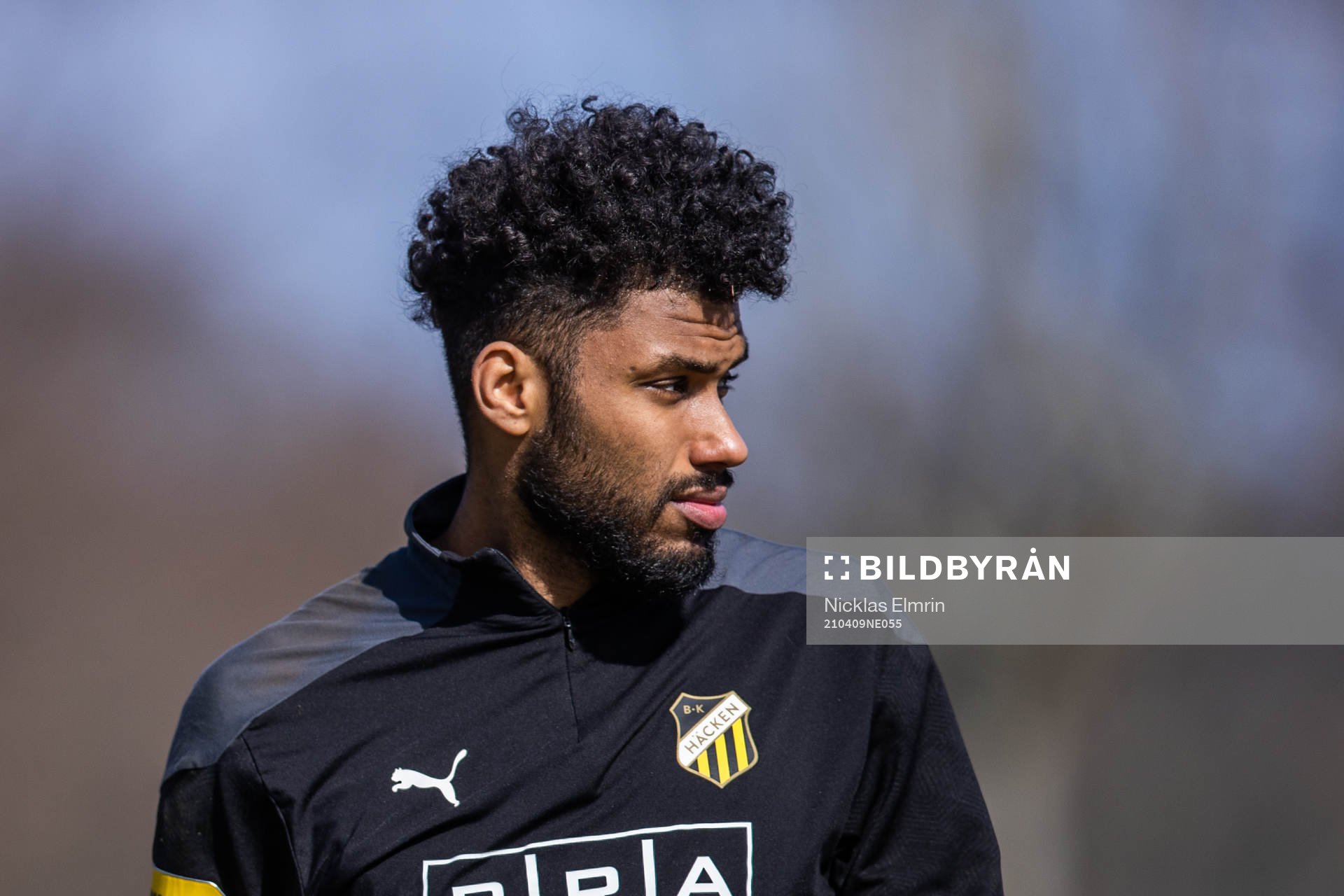 Häckens målvakt Jonathan Ursin Rasheed under en träning den 9 april 2021 i Göteborg. 