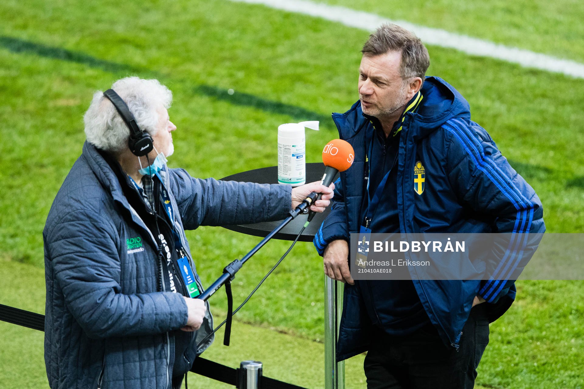 Peter Gerhardsson, Head coach of Sweden, talks to media